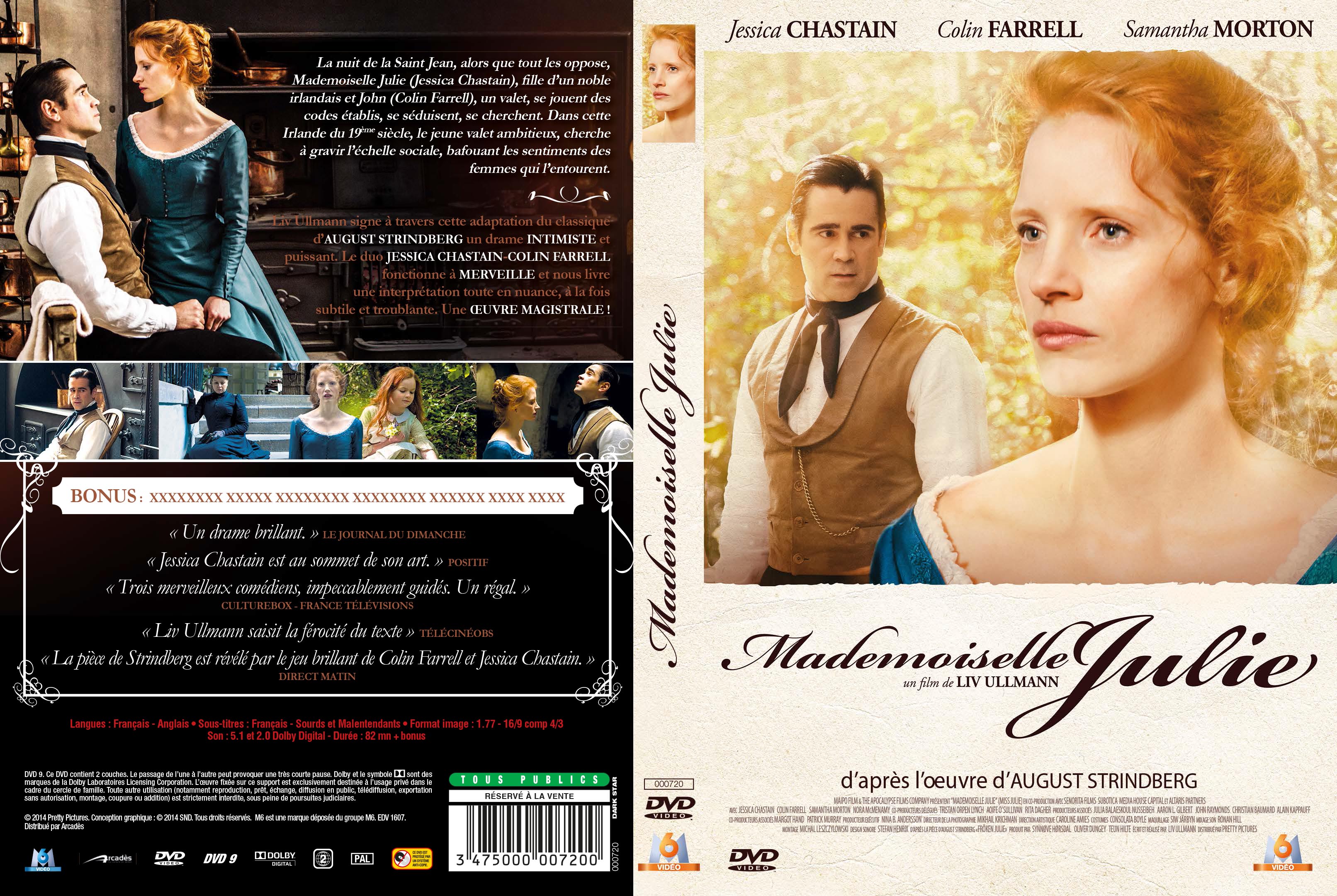 Jaquette DVD Mademoiselle Julie (2014)