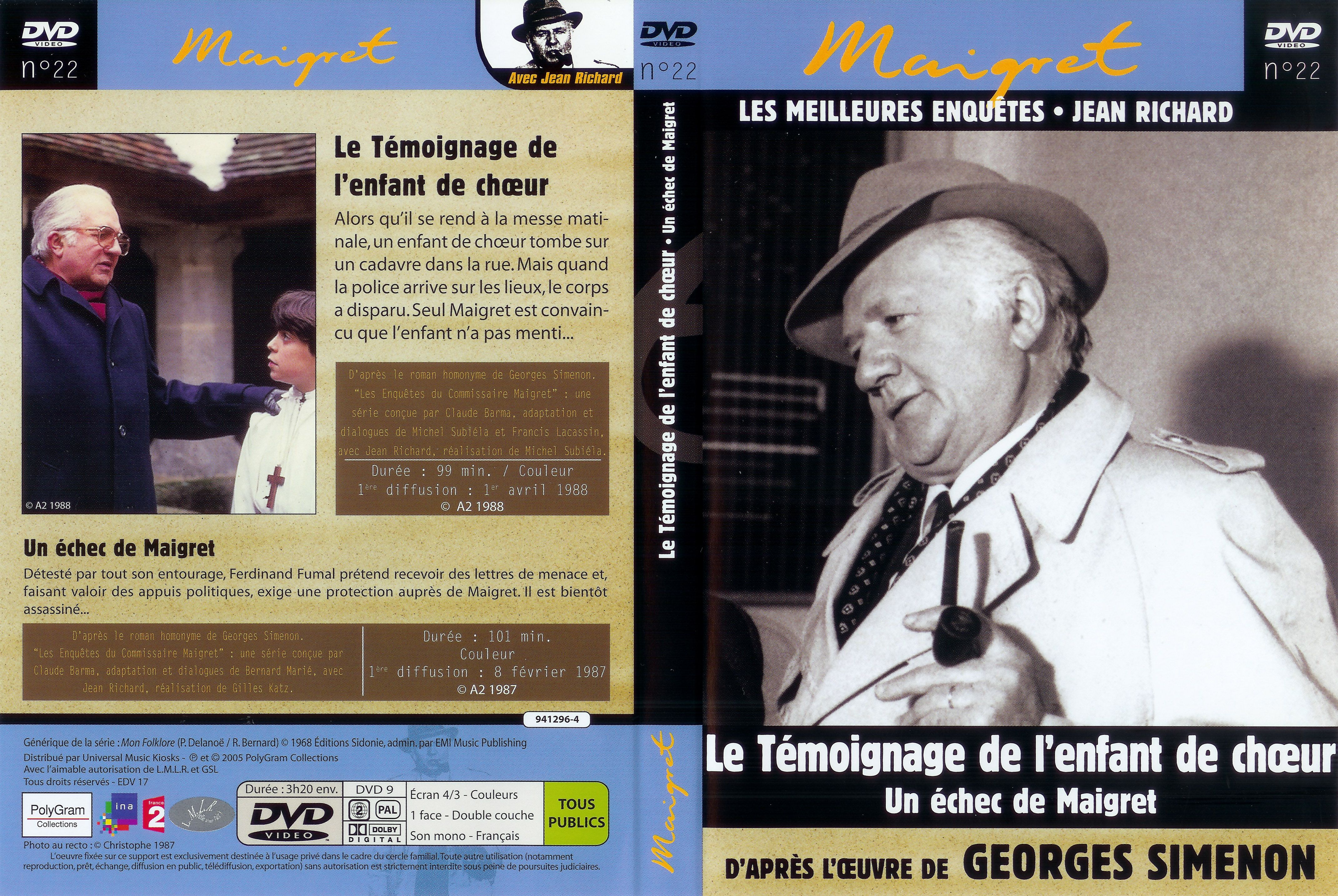 Jaquette DVD Maigret (Jean Richard) vol 22