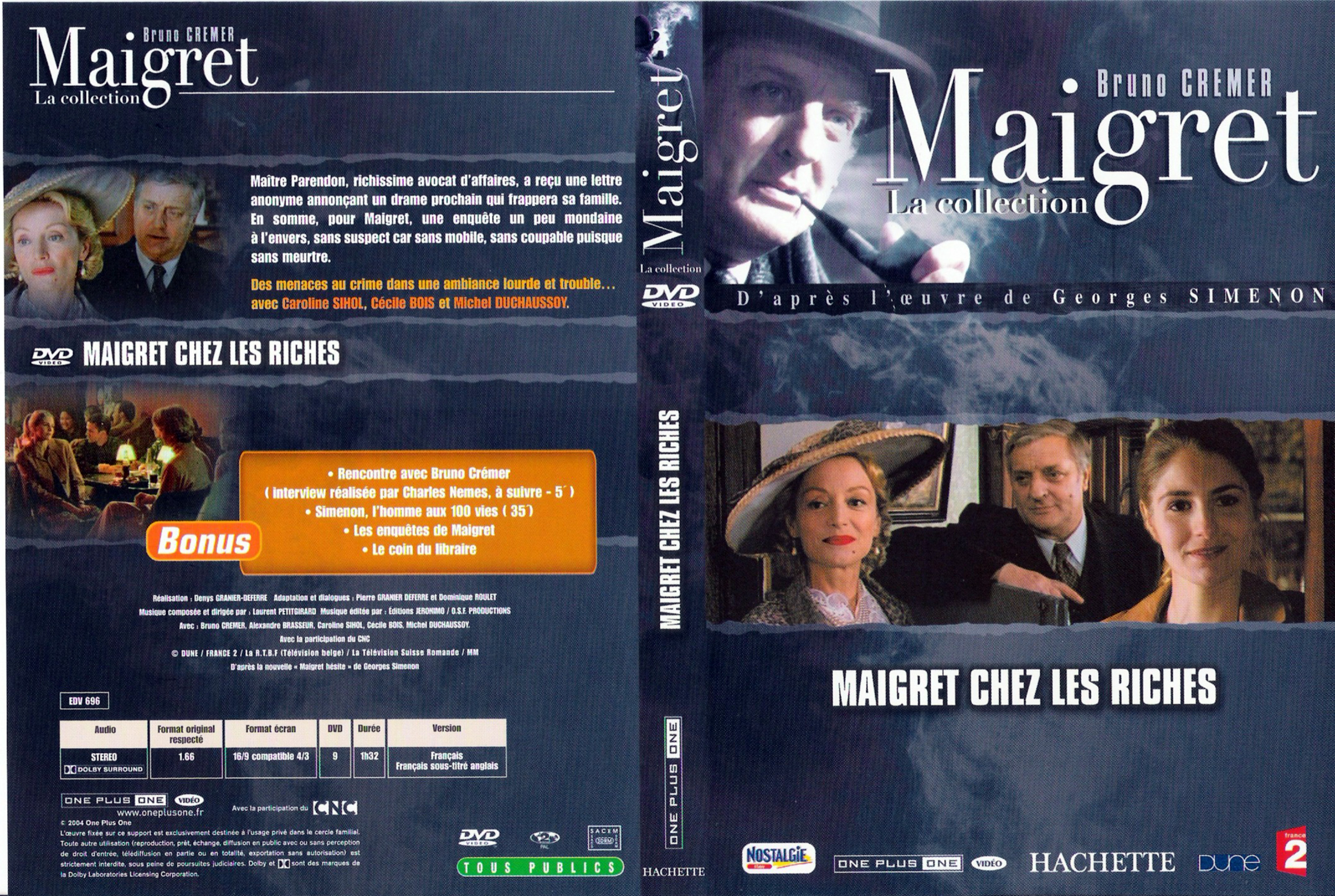 Jaquette DVD Maigret chez les riches (Bruno Cremer)