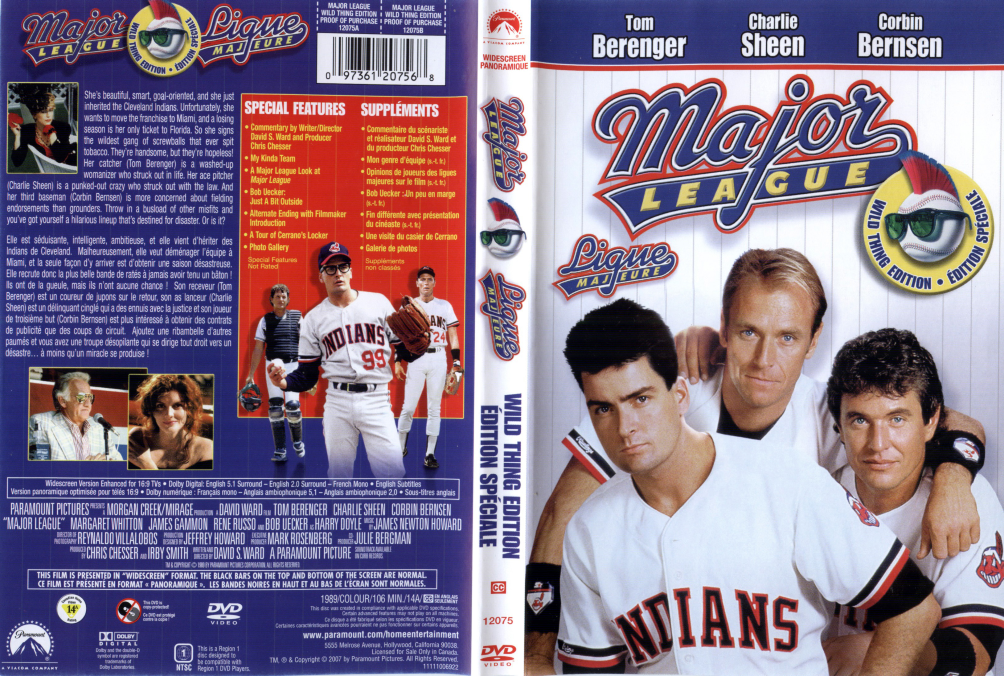 Jaquette DVD Major league (Canadienne)