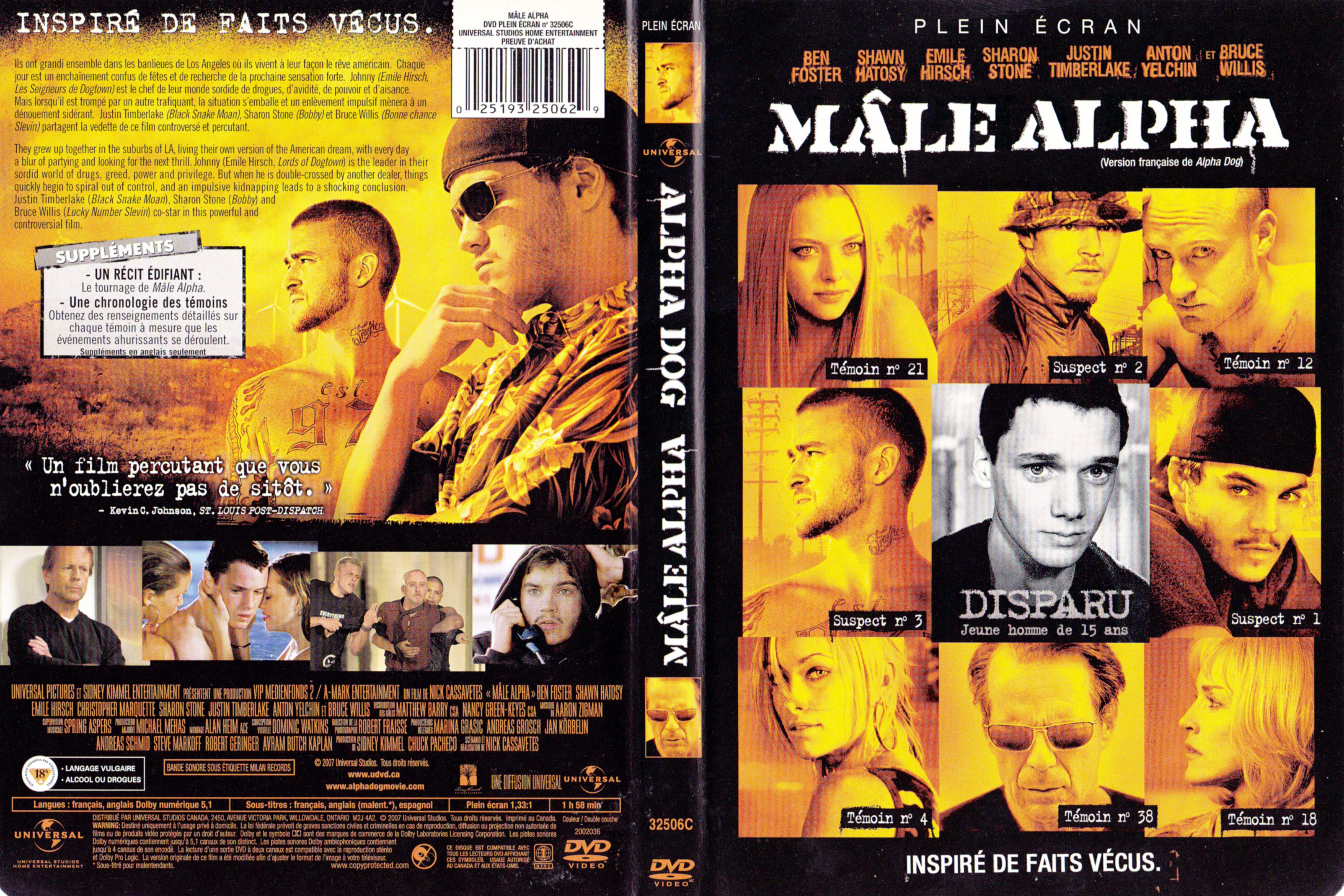 Jaquette DVD Mle alpha - Alpha dog (Canadienne)