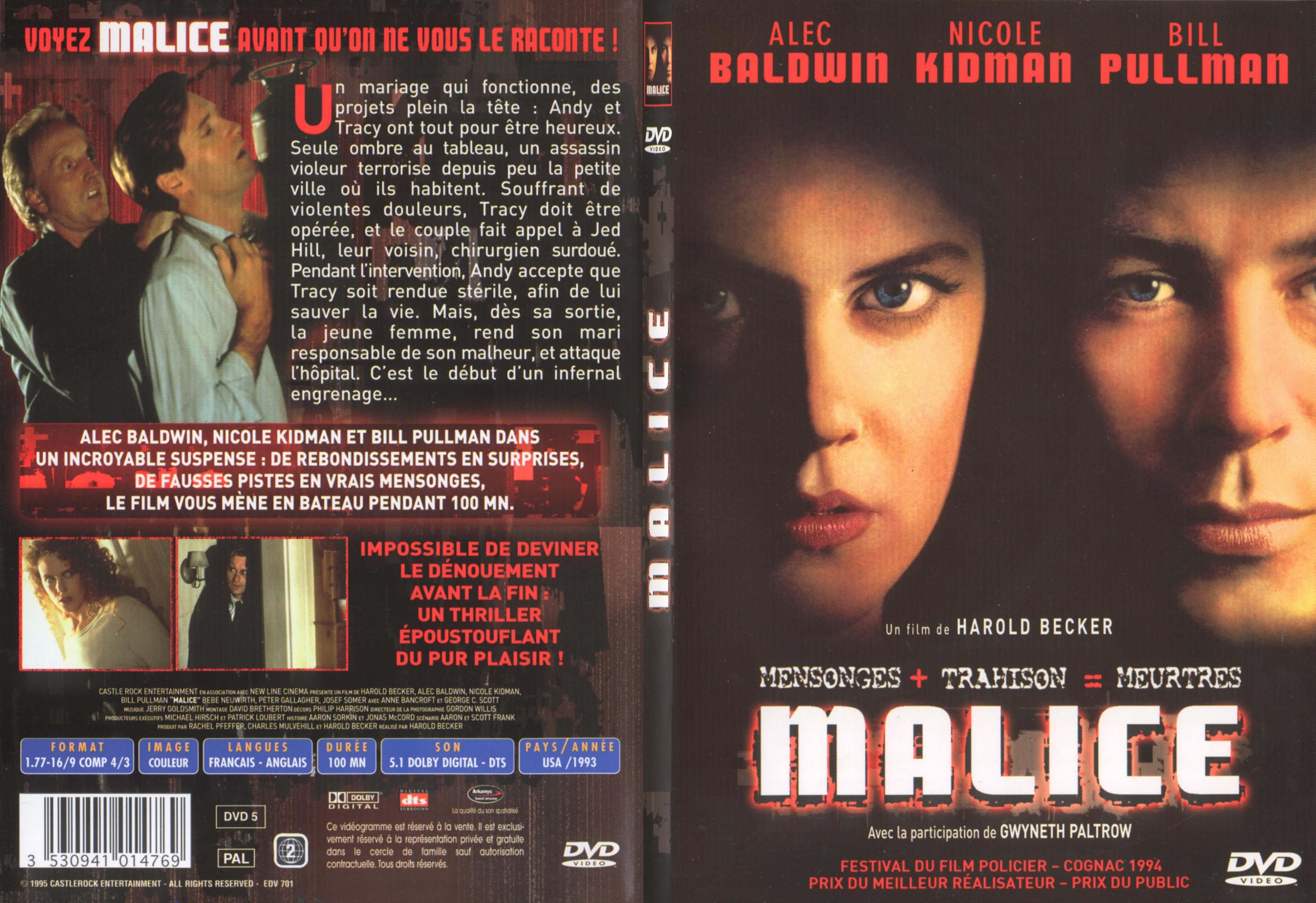 Jaquette DVD Malice - SLIM
