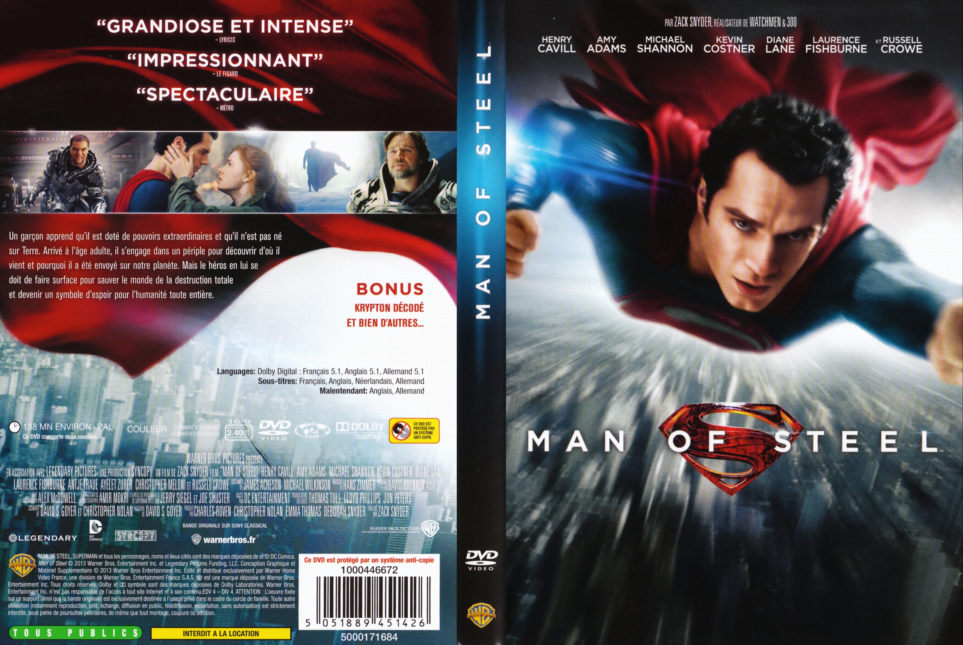 Jaquette DVD Man of steel