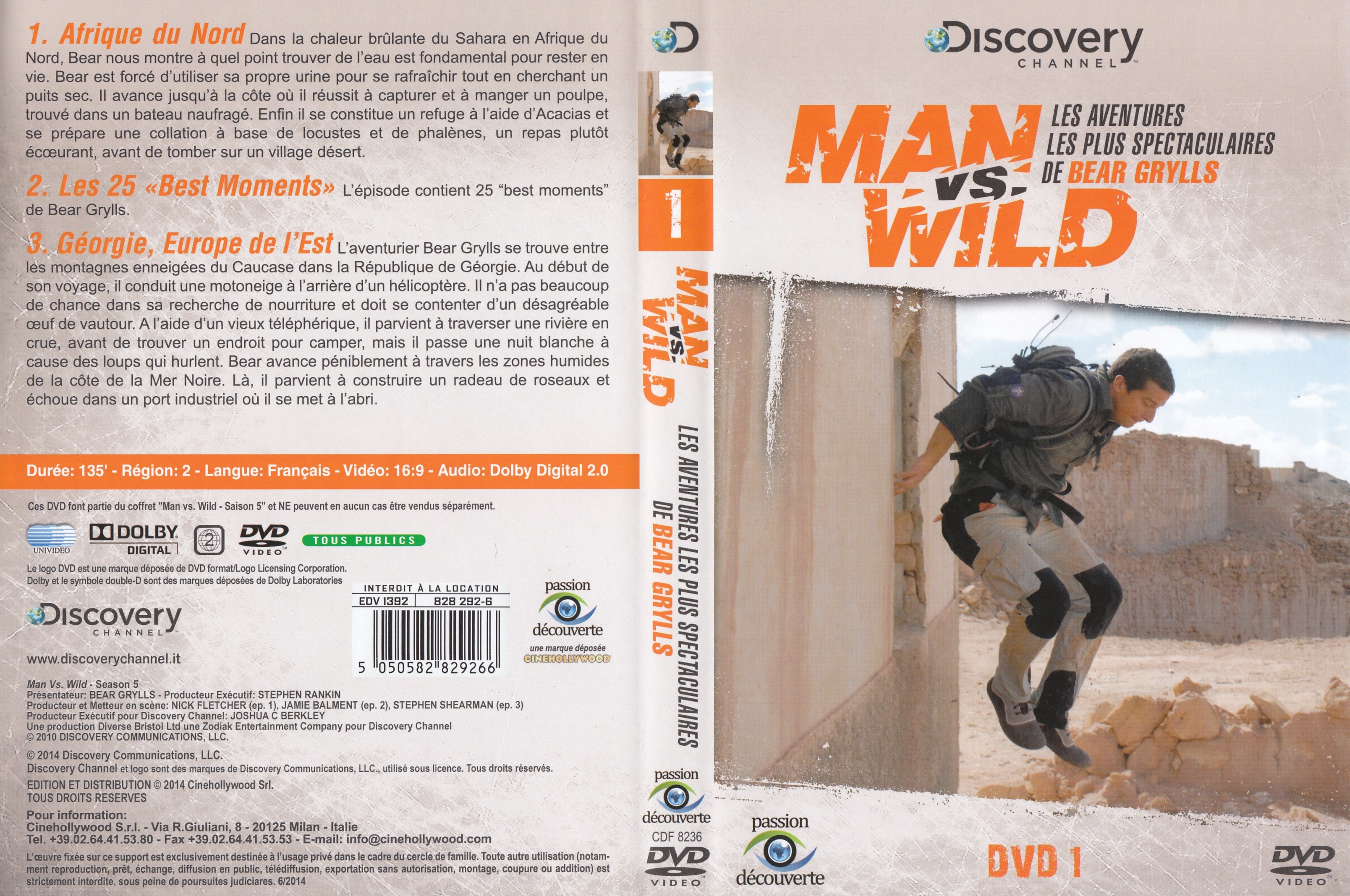 Jaquette DVD Man vs wild - Les aventures les plus spectaculaires de Bear Grylls DVD 1