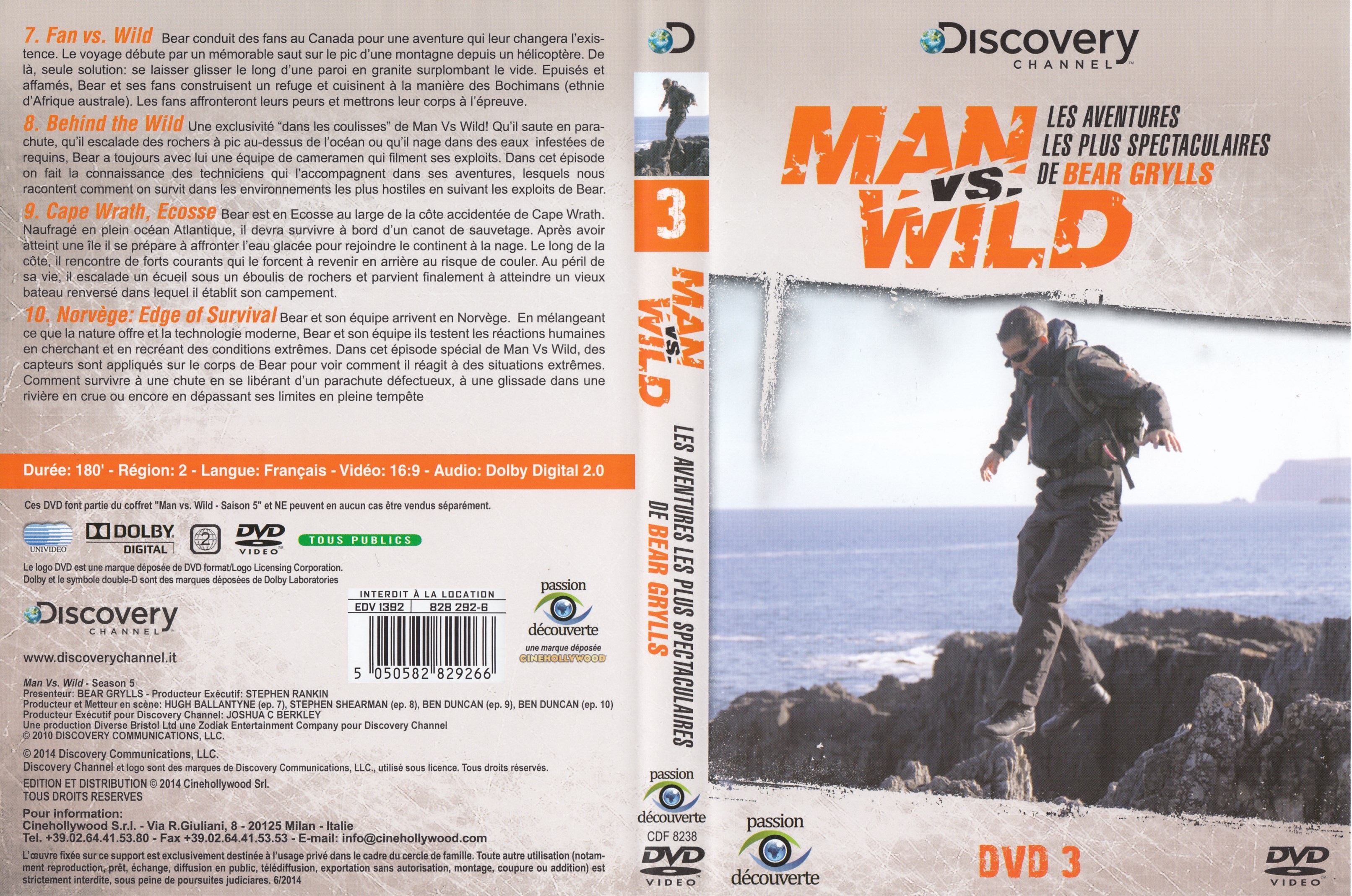 Jaquette DVD Man vs wild - Les aventures les plus spectaculaires de Bear Grylls DVD 3