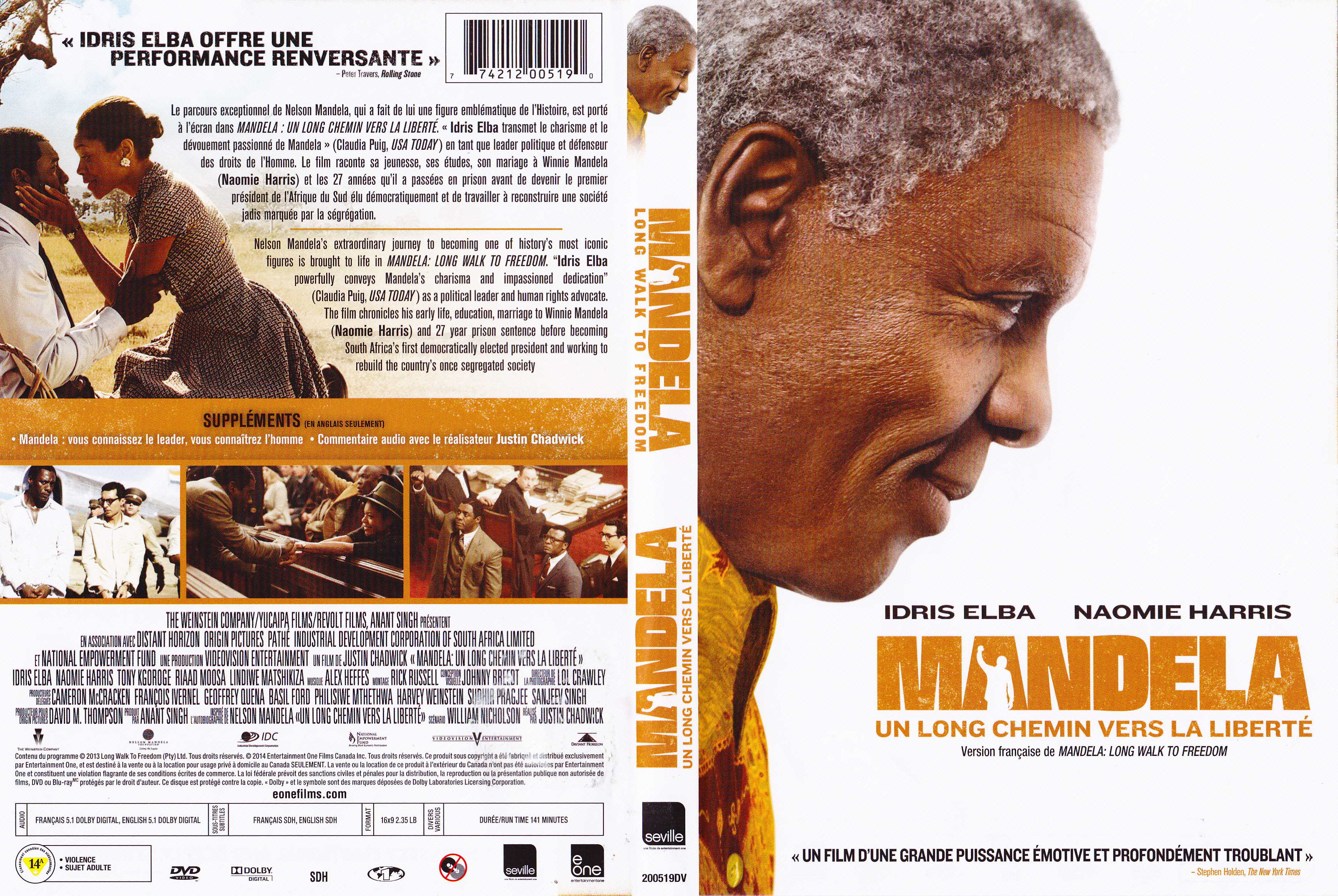 Jaquette DVD Mandela Un long chemin vers la libert (Canadienne)