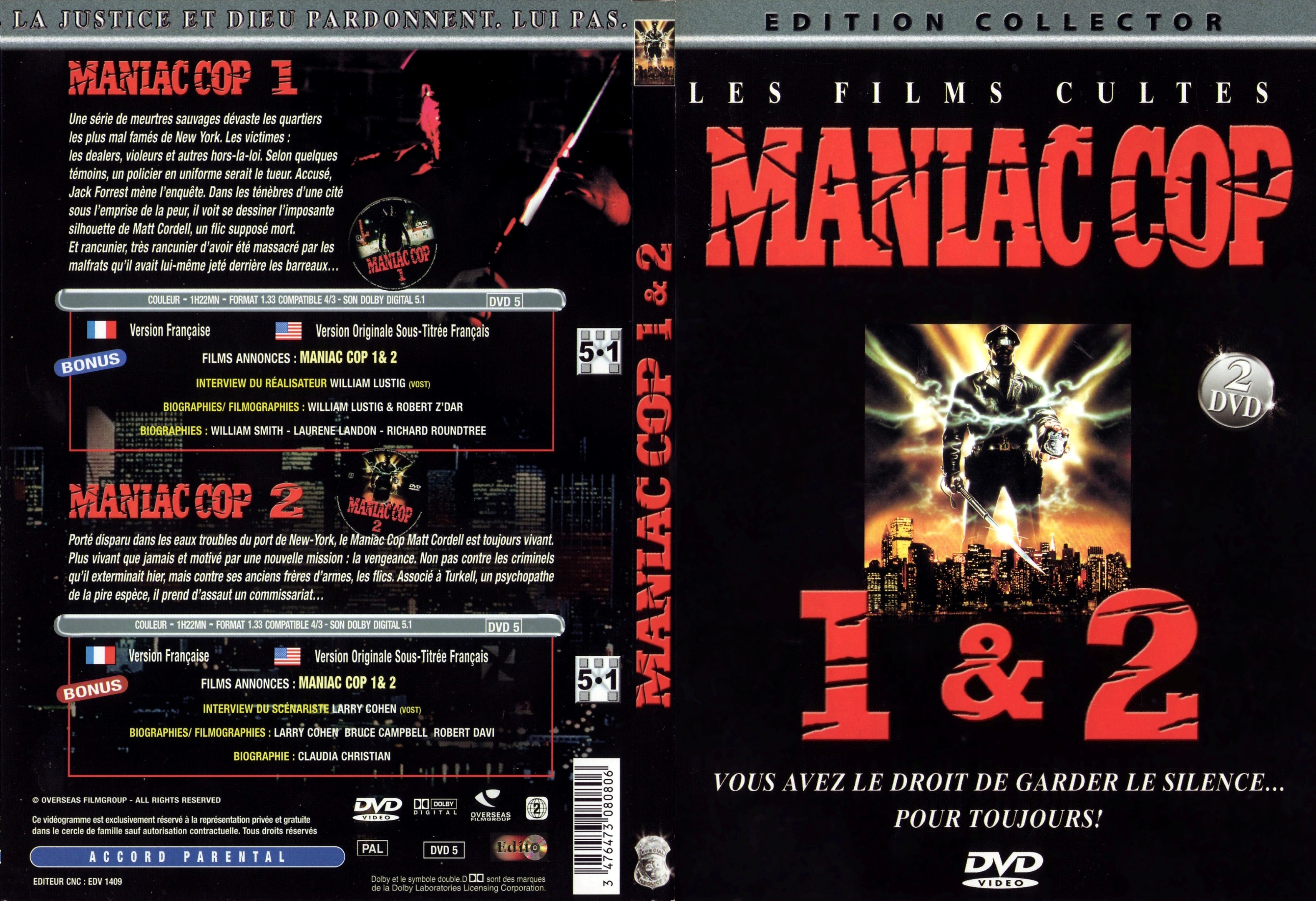 Jaquette DVD Maniac cop 1 + 2 - SLIM