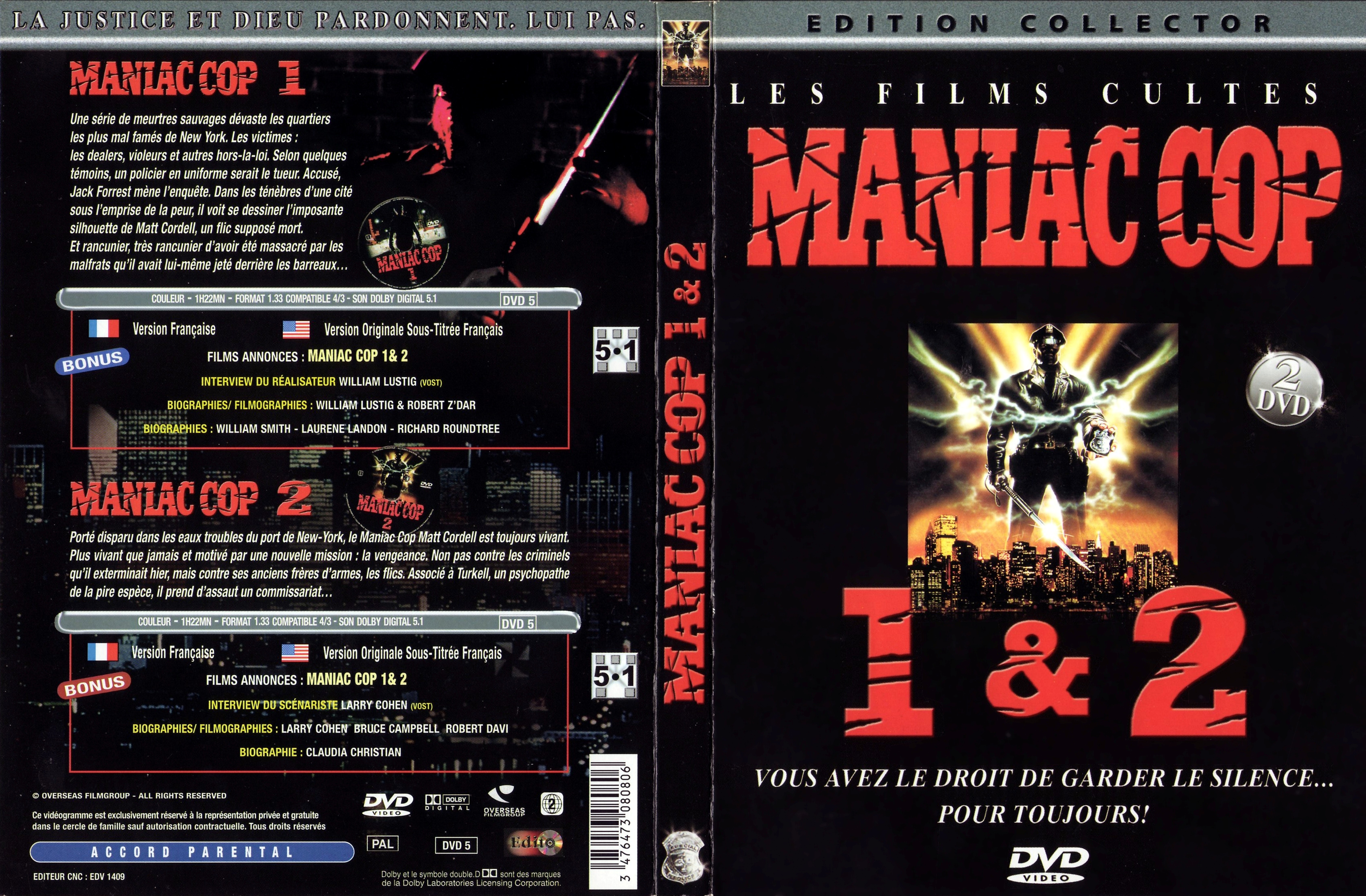 Jaquette DVD Maniac cop 1 et 2 v2