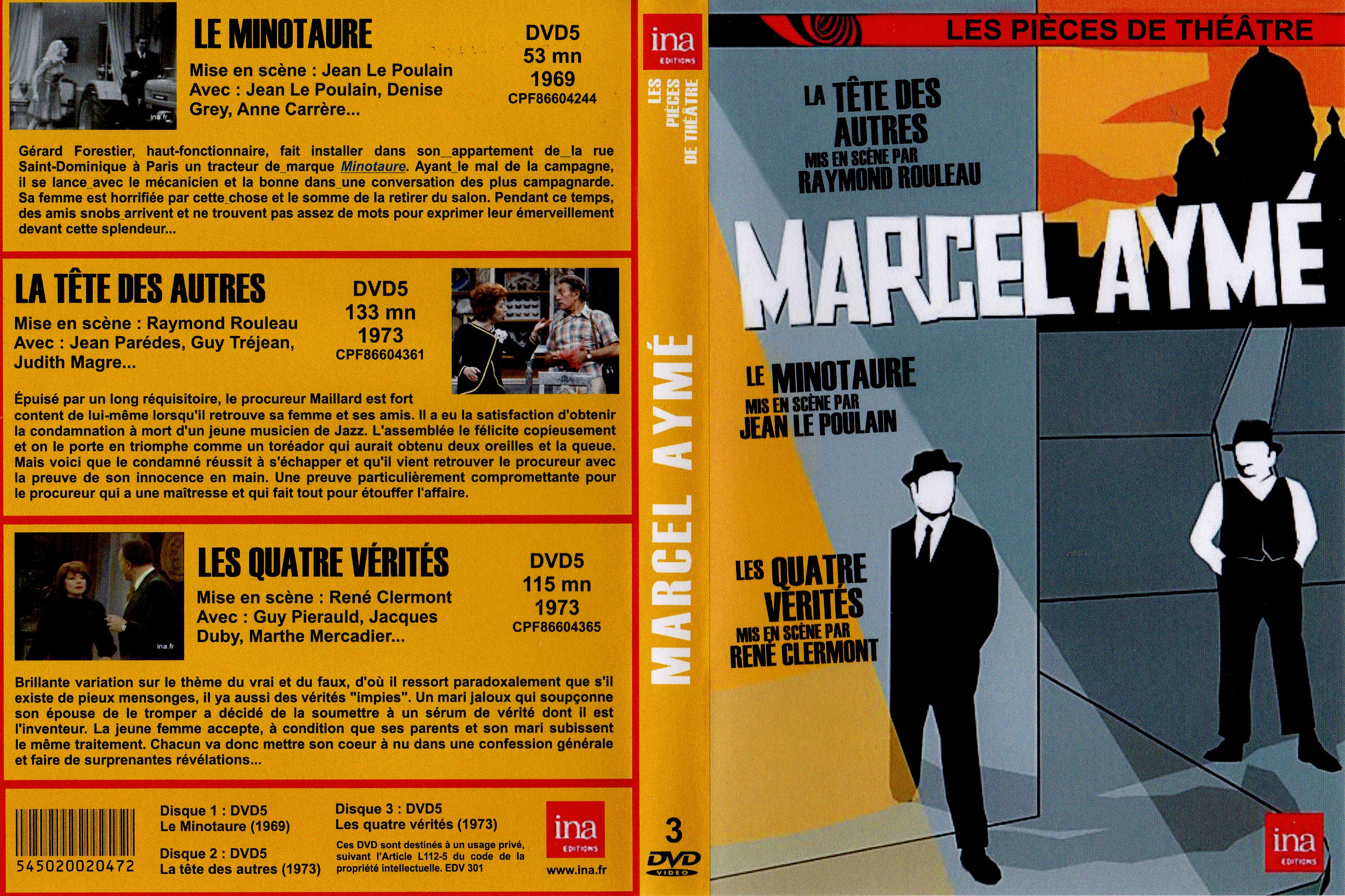 Jaquette DVD Marcel Ayme 3 pices de theatre custom