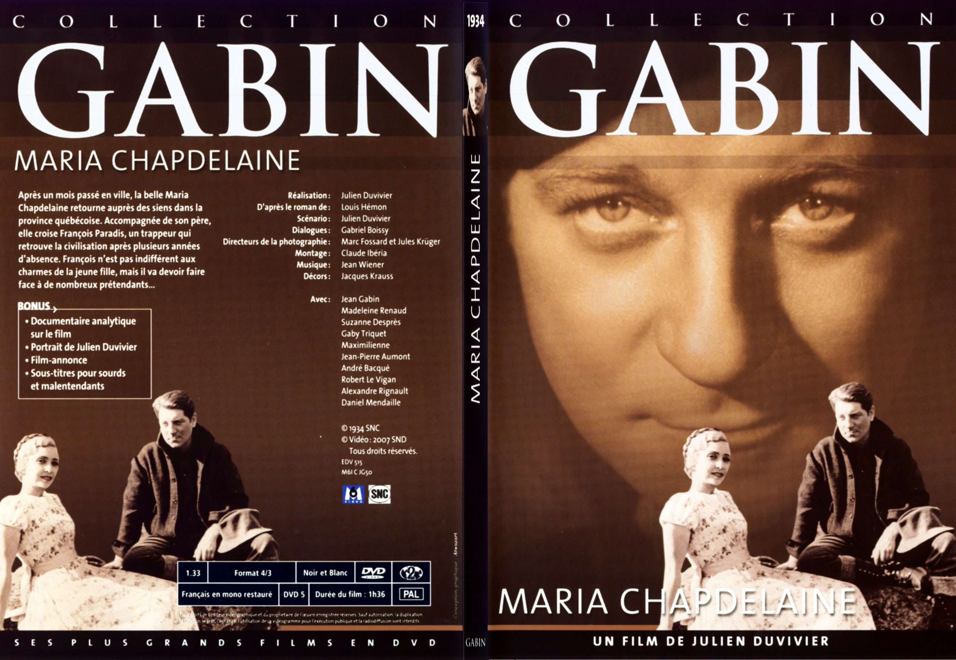 Jaquette DVD Maria Chapdelaine - SLIM
