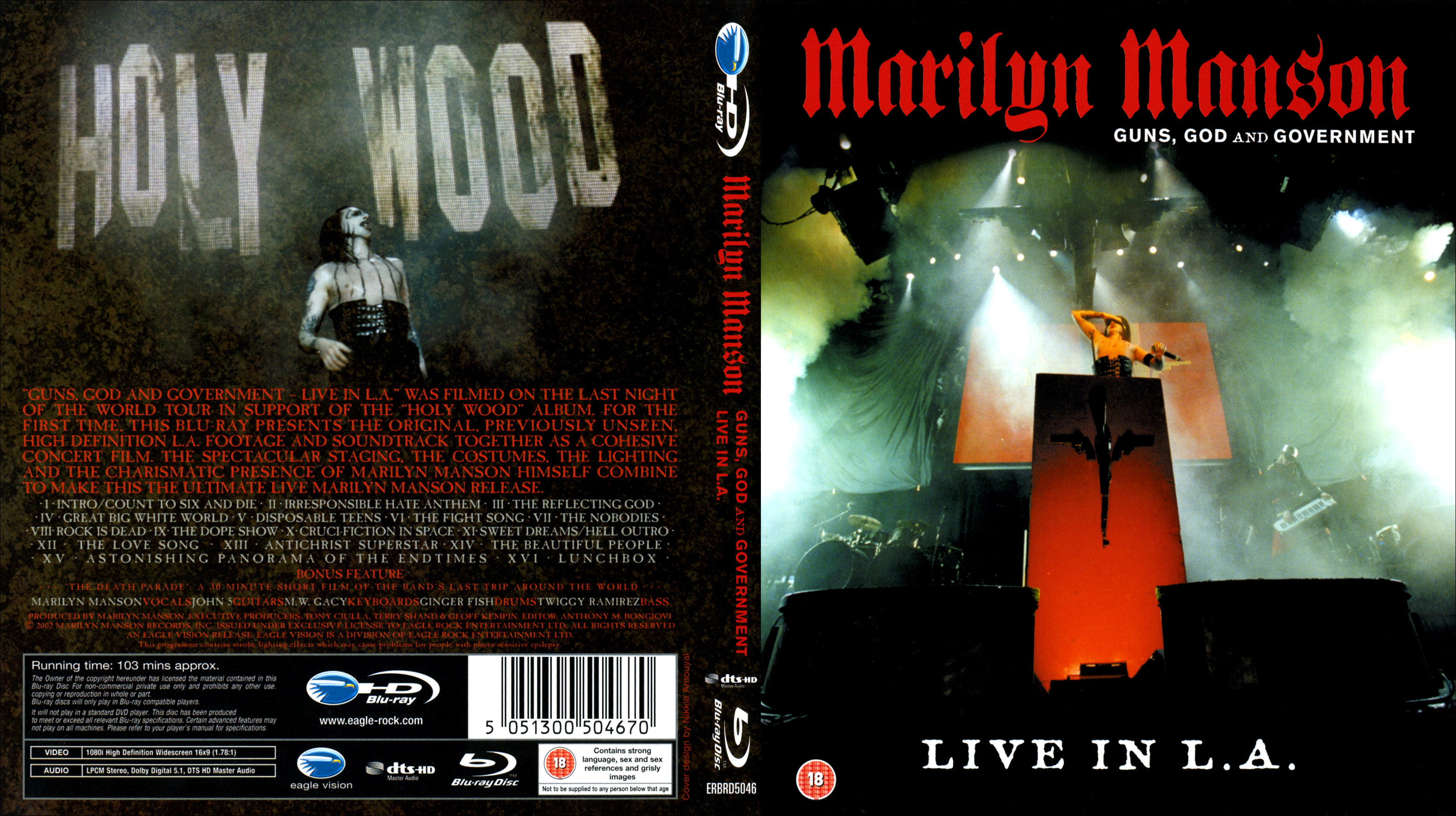 Jaquette DVD Marilyn Manson Guns, god and government  Live in LA (BLU-RAY)