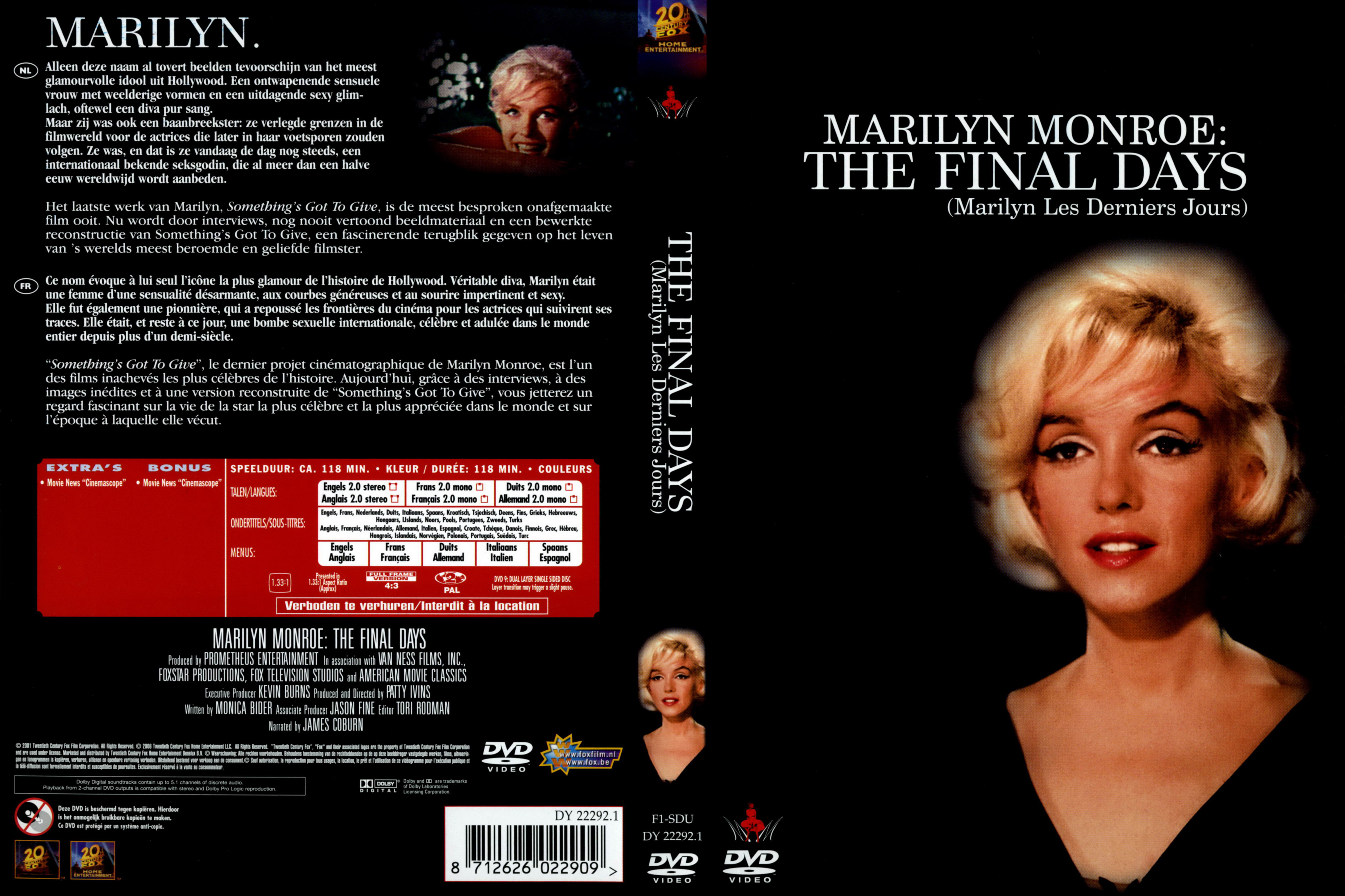 Jaquette DVD Marilyn les derniers jours VERS BELGE( dpi 400)