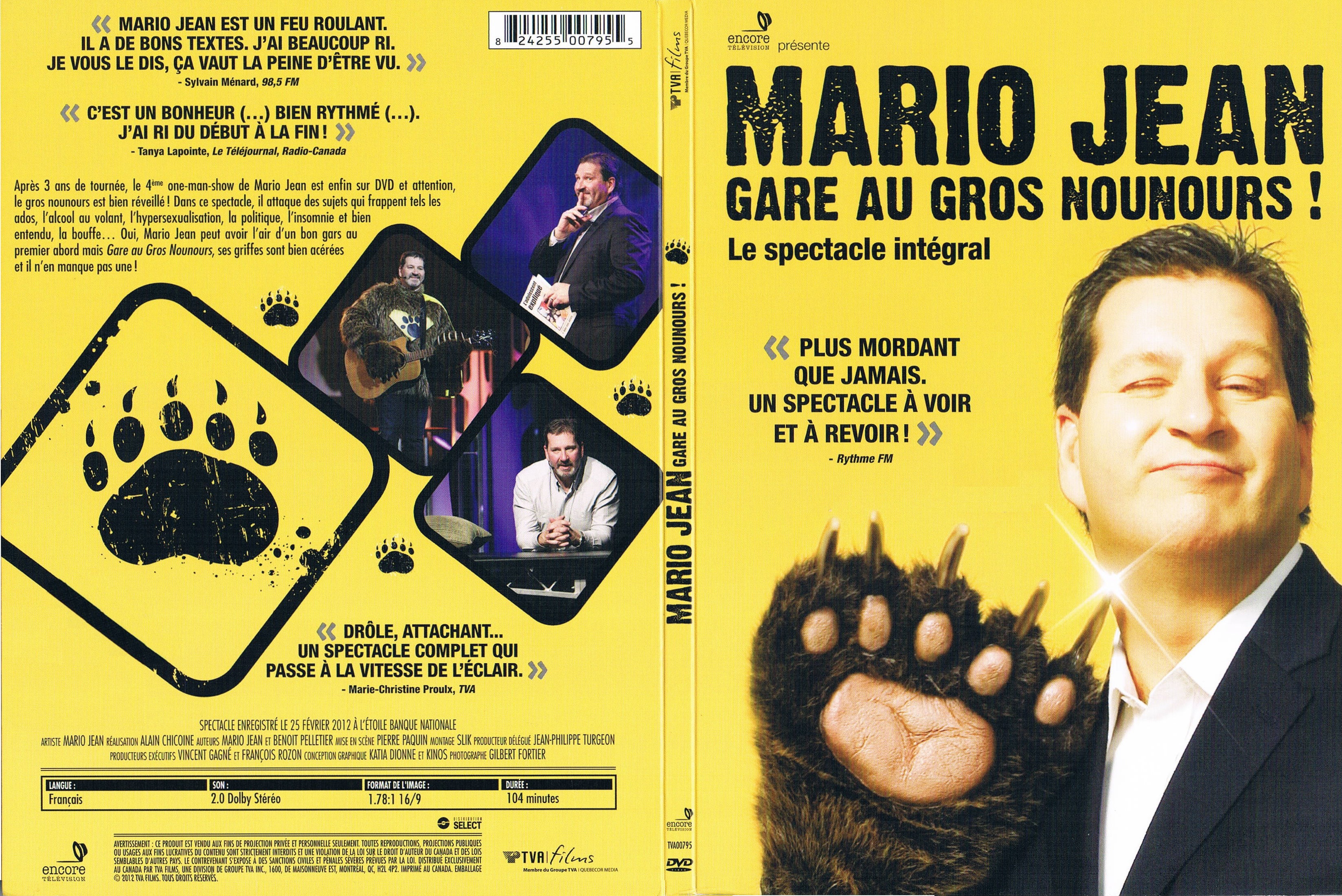Jaquette DVD Mario Jean Gare au Gros Nounours