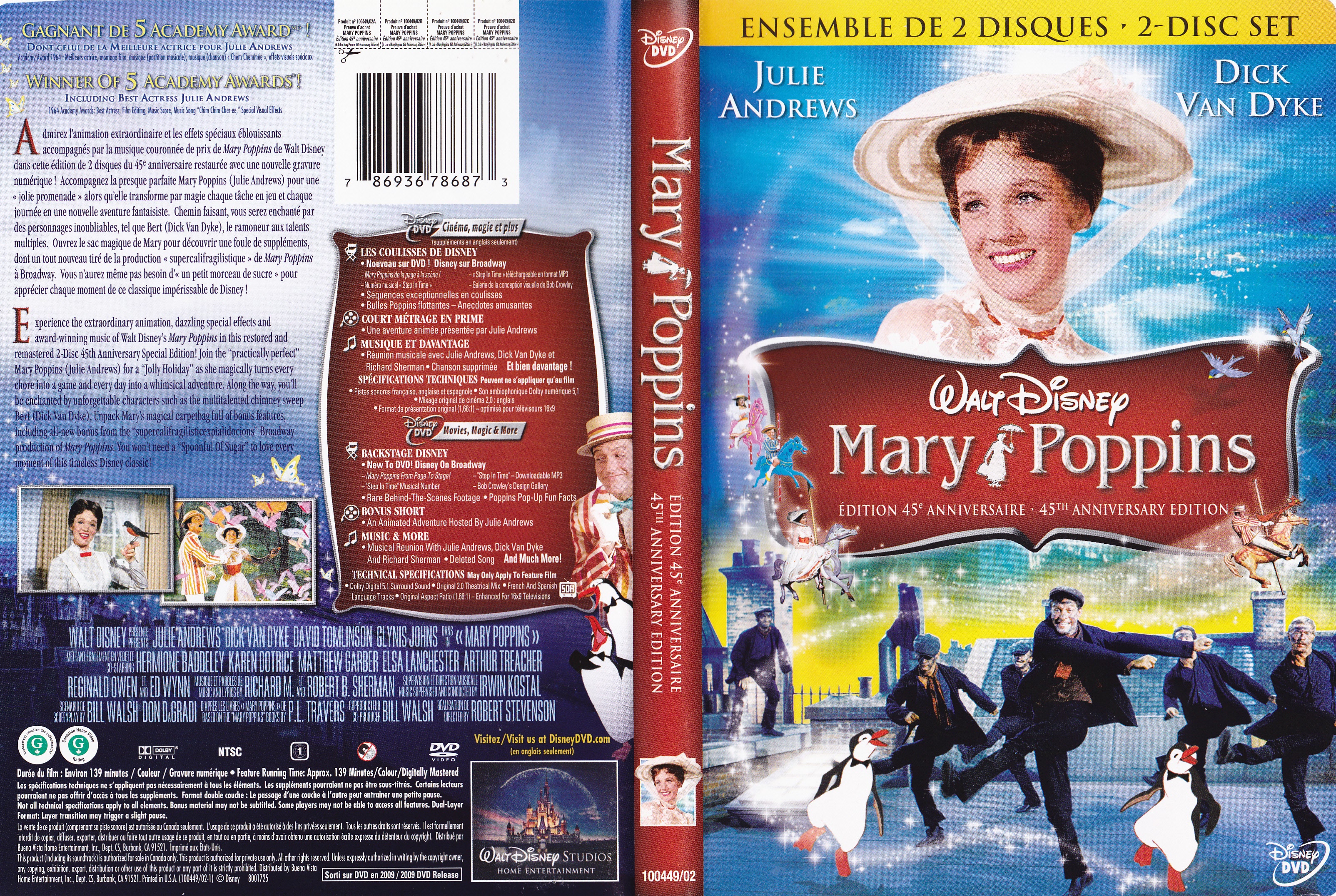 Jaquette DVD Mary Poppins (Canadienne)