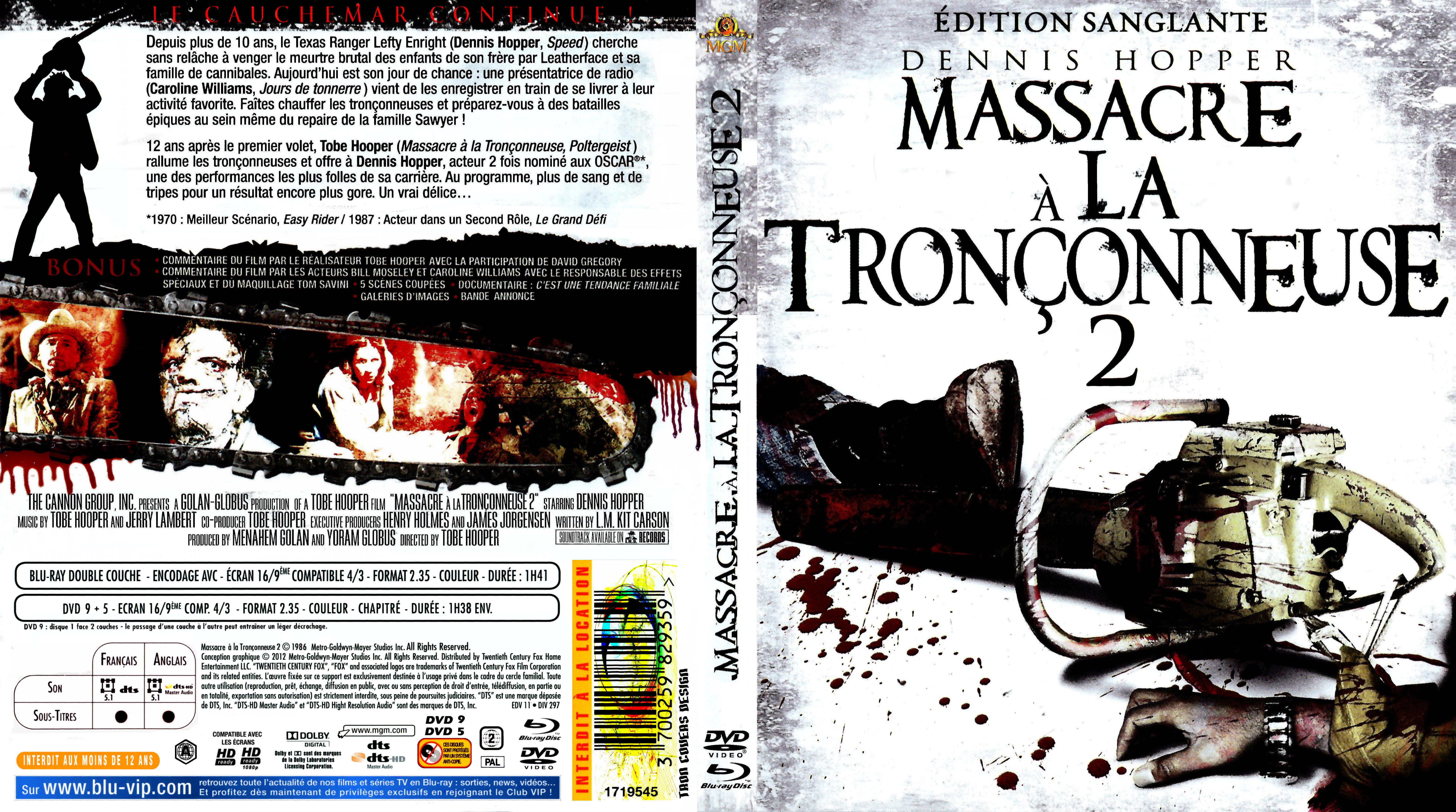 Jaquette DVD Massacre  la tronconneuse 2 custom (BLU-RAY) 