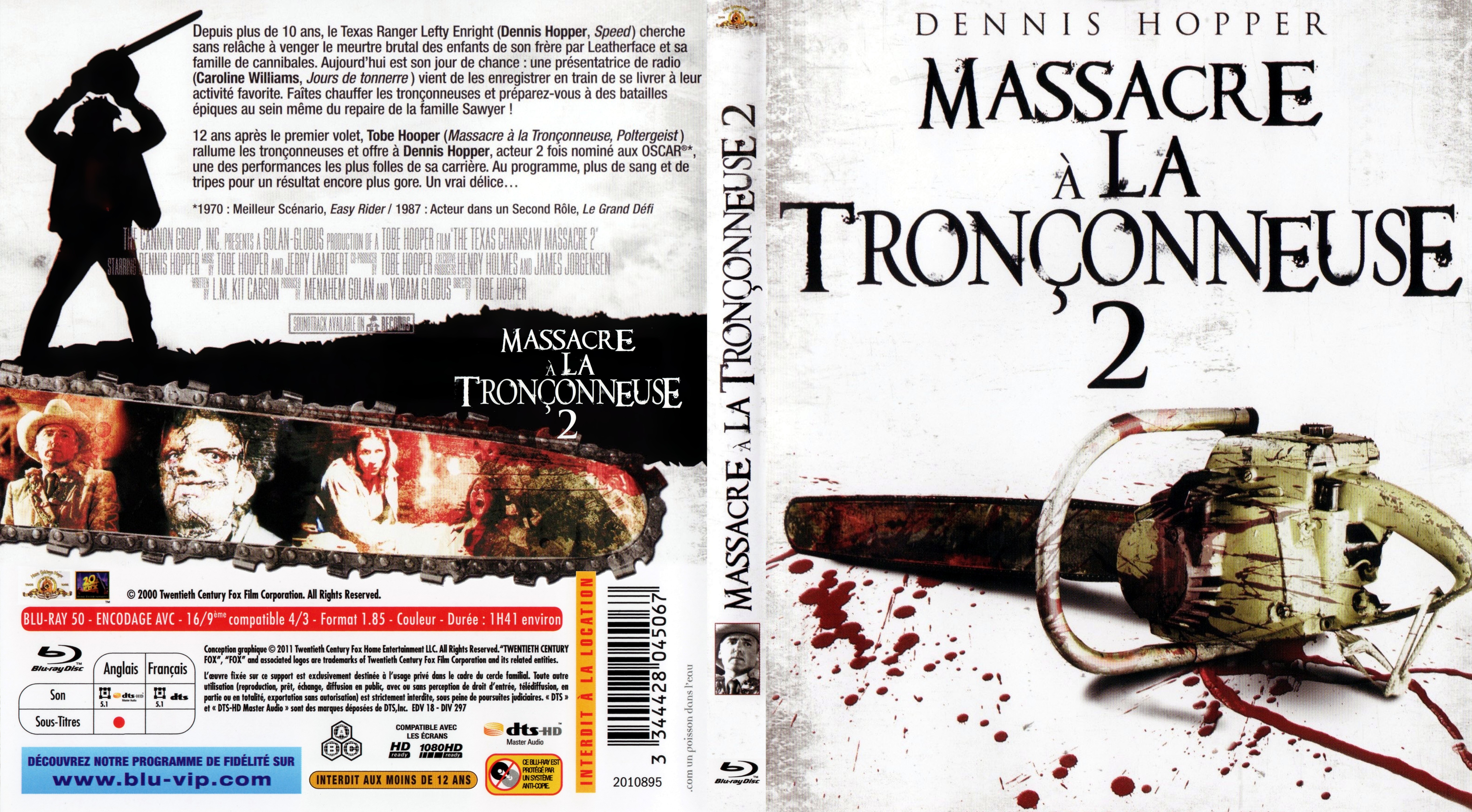 Jaquette DVD Massacre  la tronconneuse 2 custom (BLU-RAY) v2