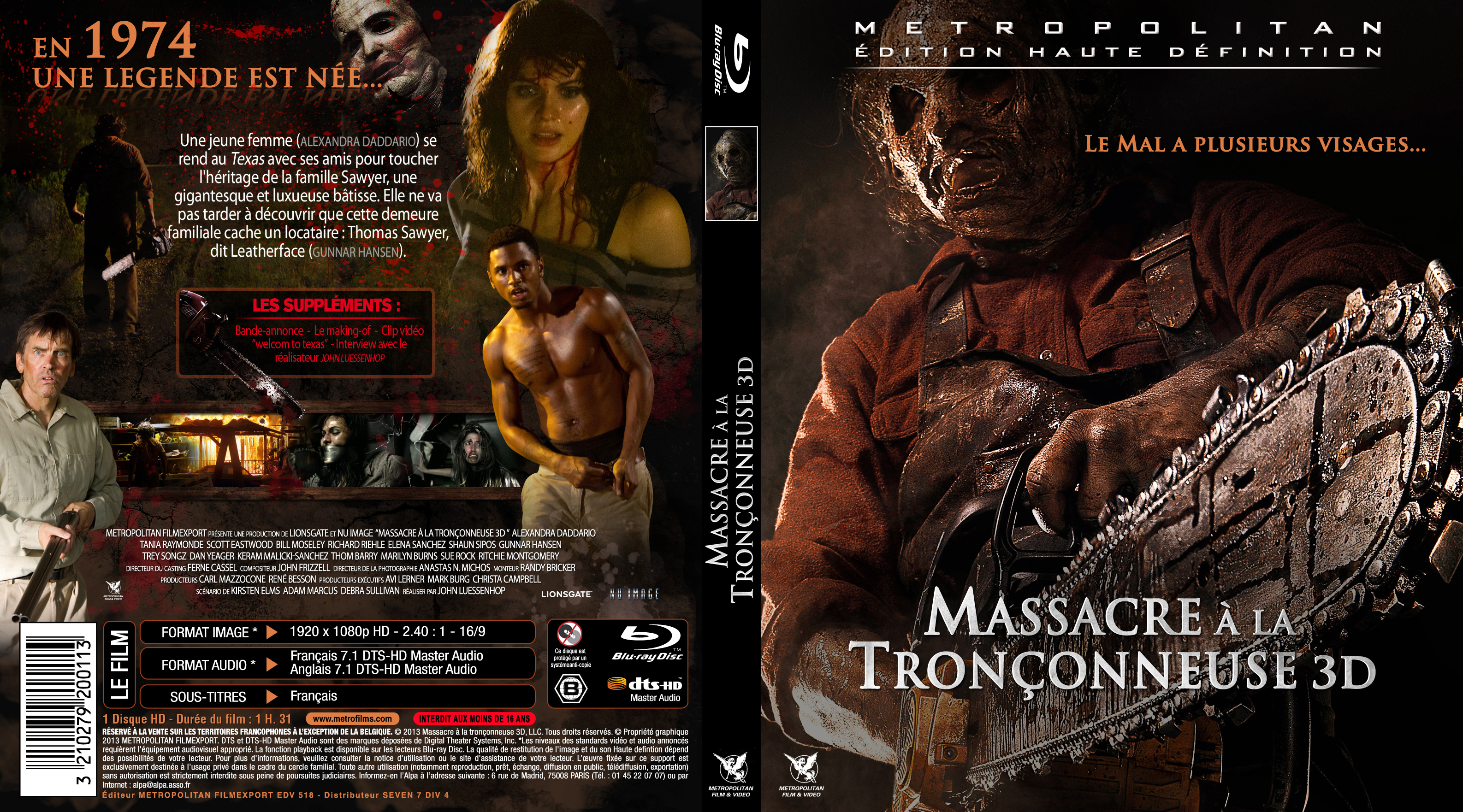 Jaquette DVD Massacre  la trononneuse 3D custom (BLU-RAY)
