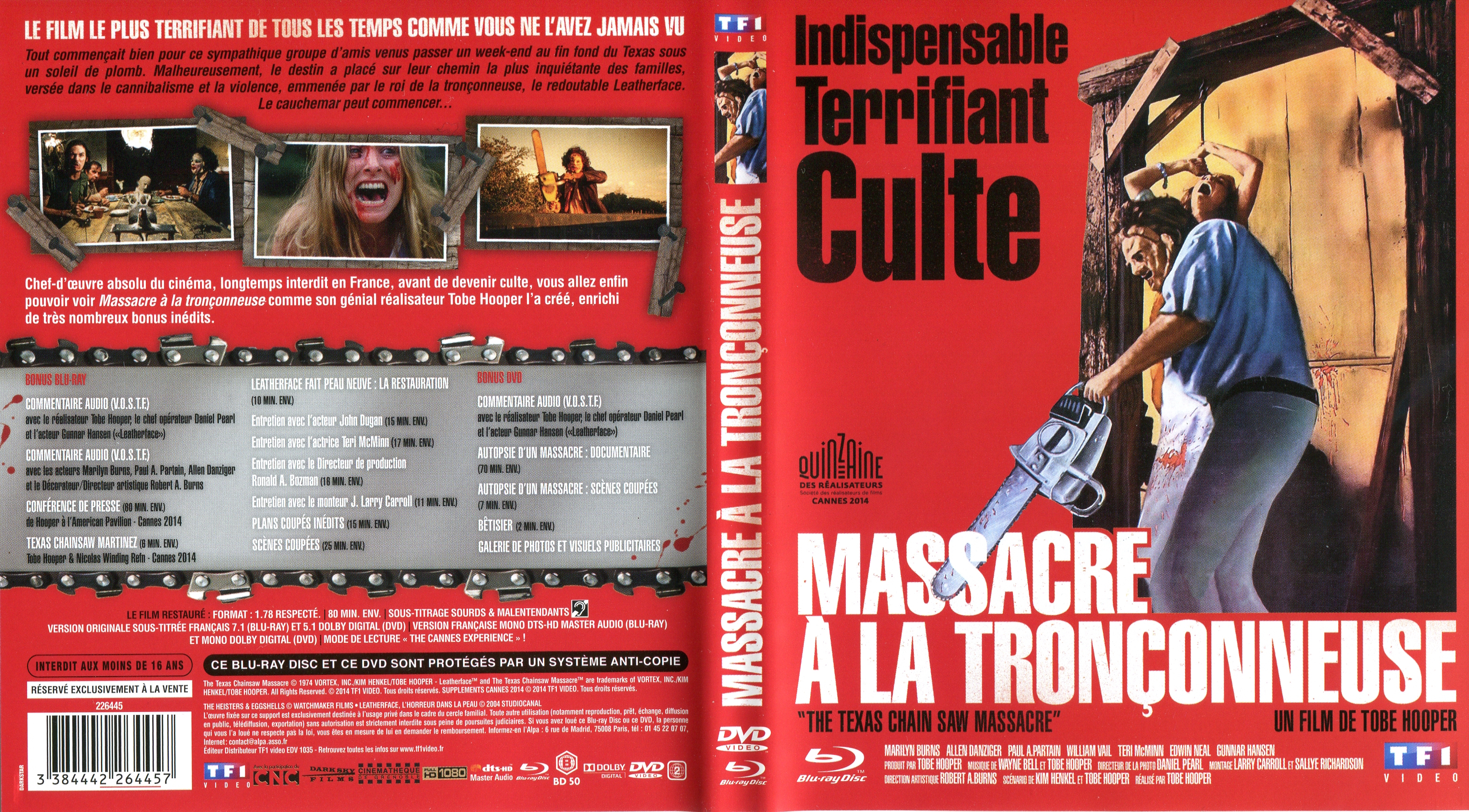 Jaquette DVD Massacre  la trononneuse (BLU-RAY)