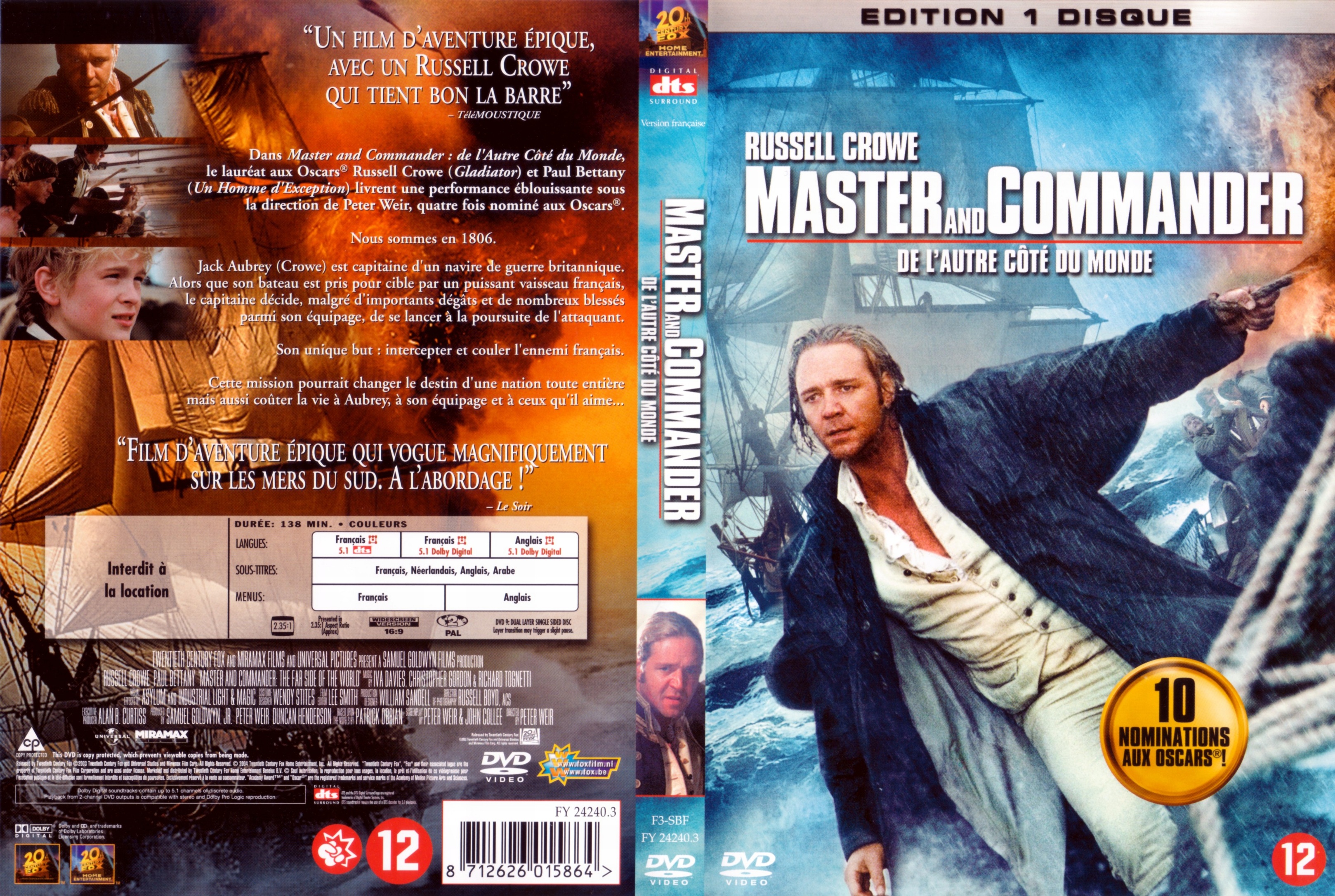 Jaquette DVD Master and Commander v3