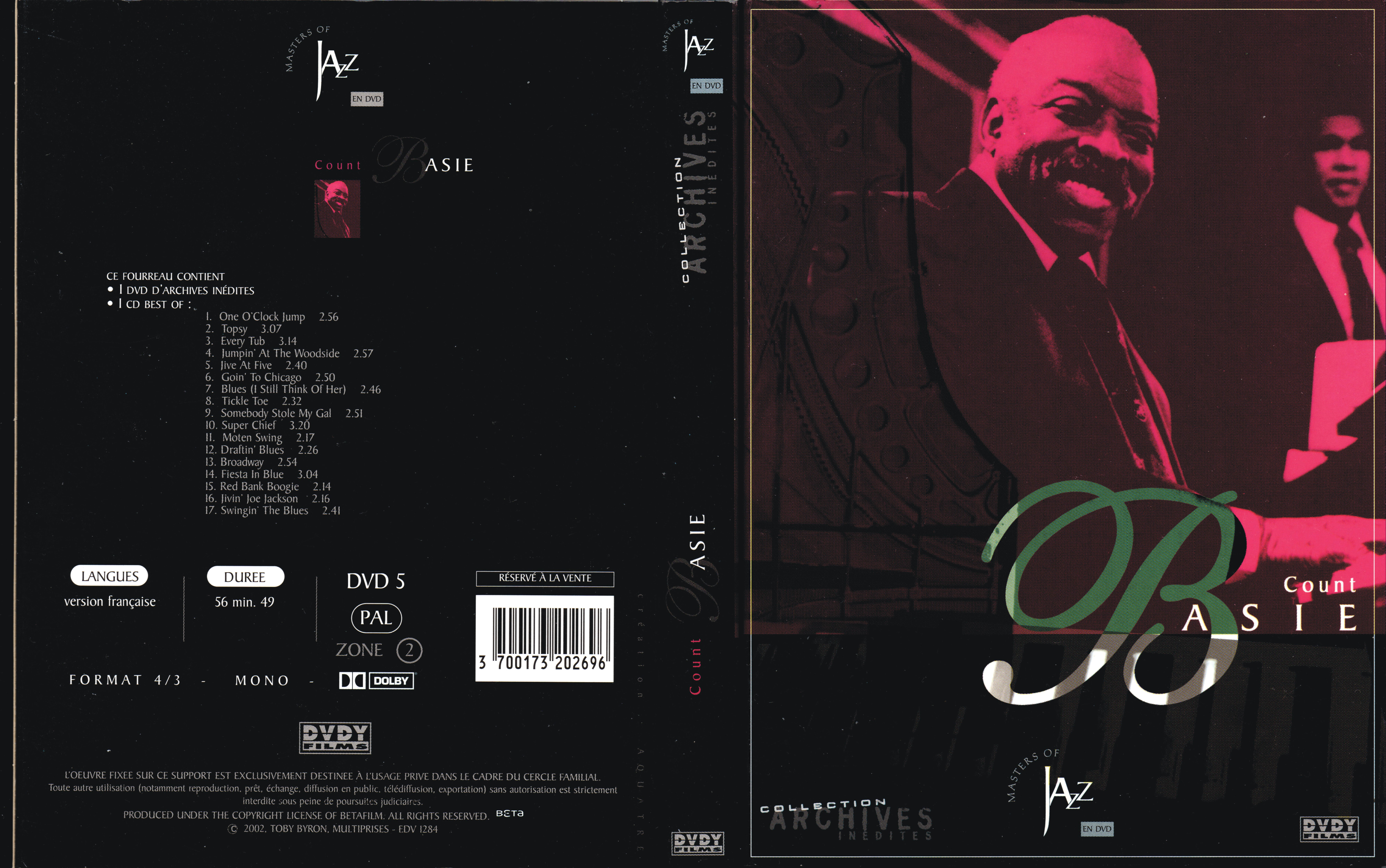 Jaquette DVD Masters of Jazz - Count Basie