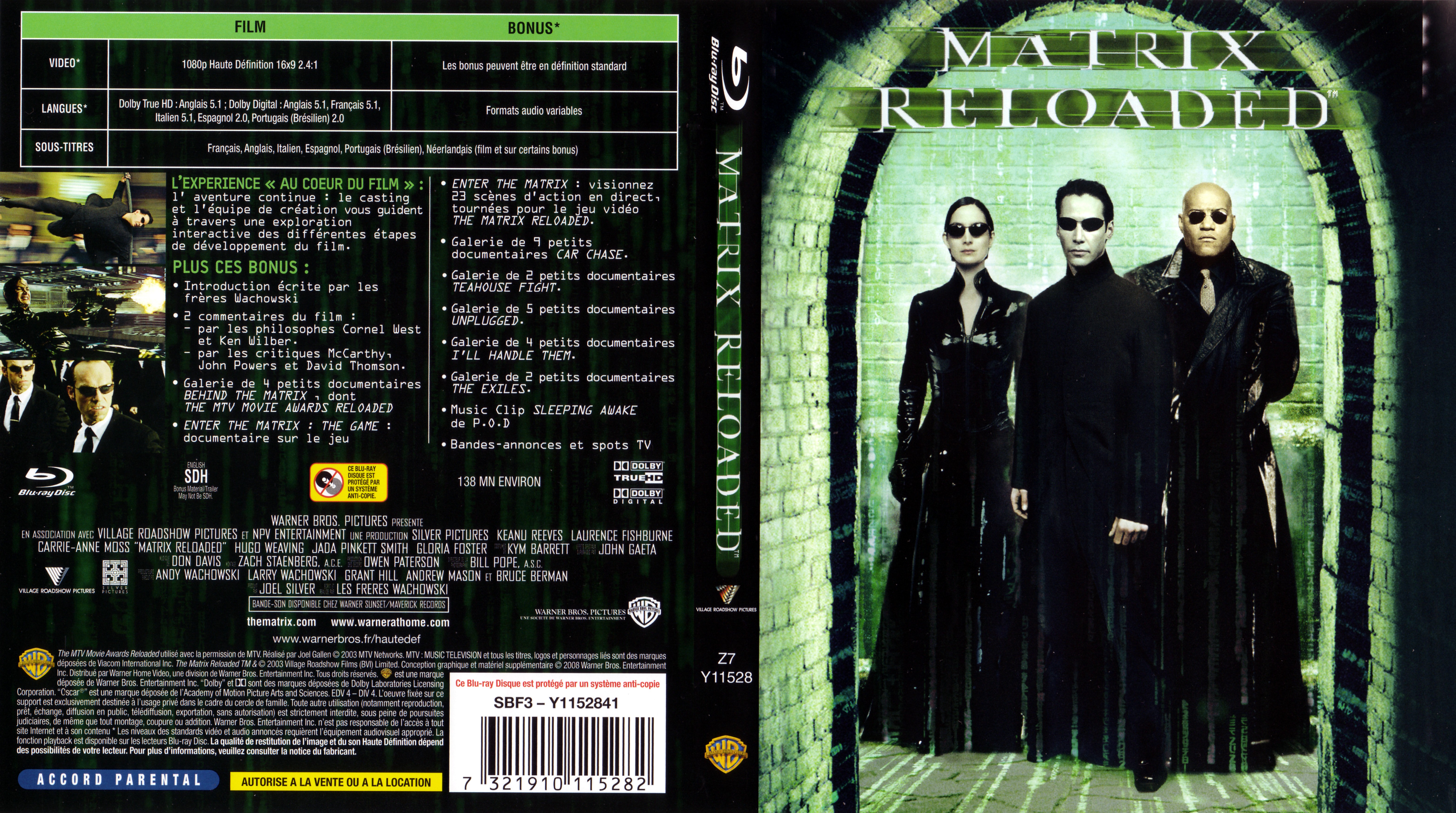 Jaquette DVD Matrix reloaded (BLU-RAY)