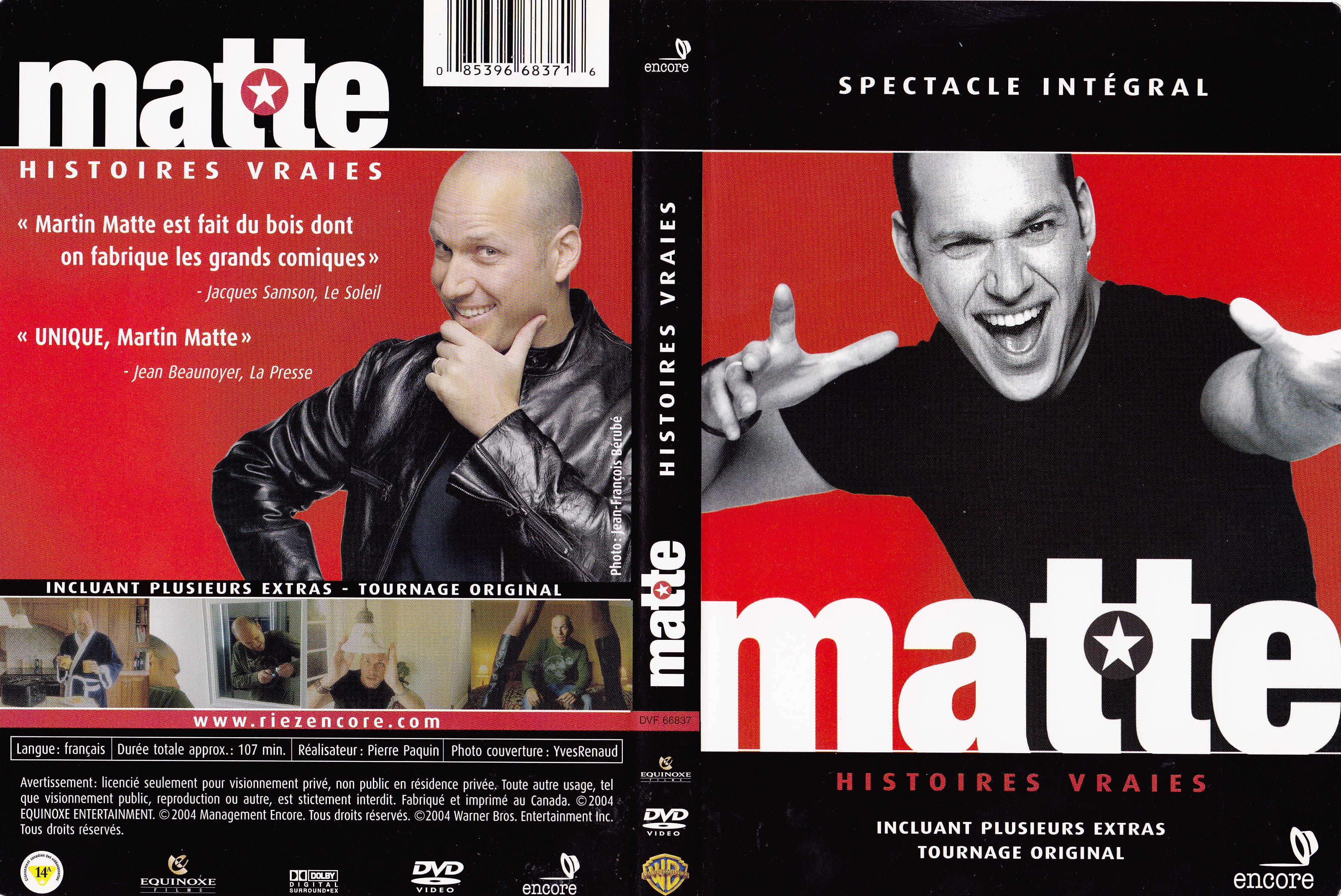 Jaquette DVD Matte - Histoires vraies (Canadienne)