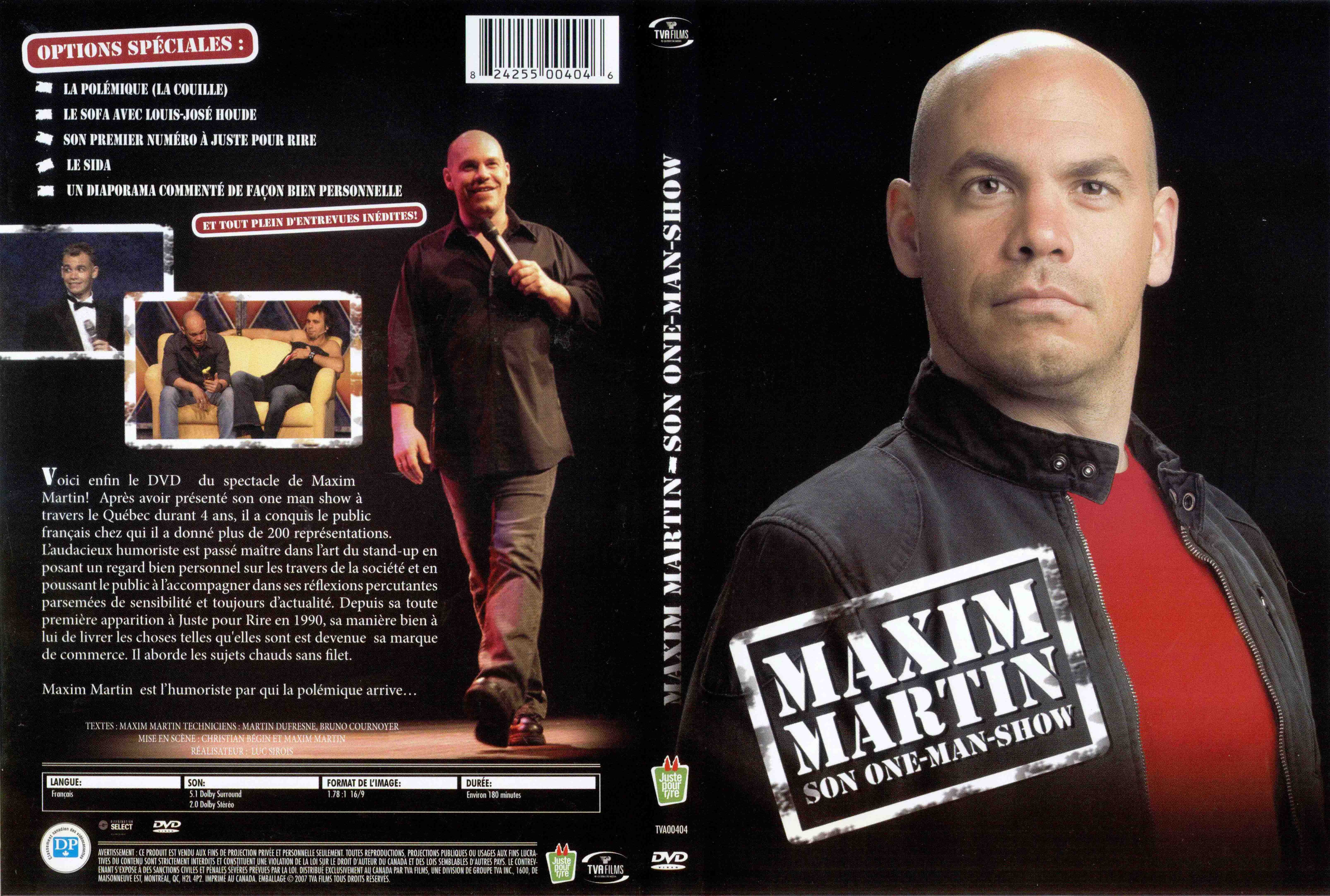 Jaquette DVD Maxim Martin One man show (Canadienne)
