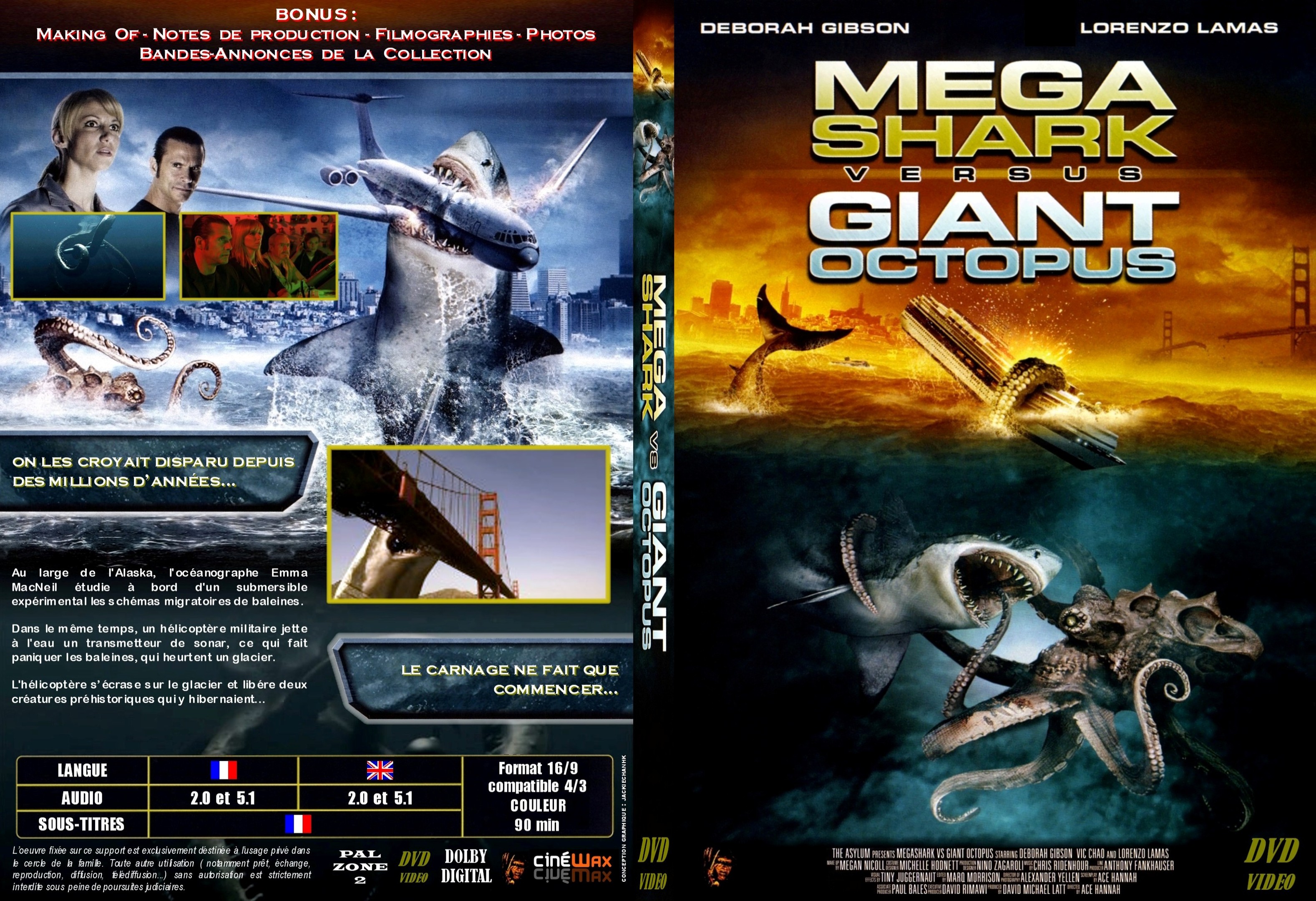 Jaquette DVD Mega Shark vs Giant Octopus custom - SLIM