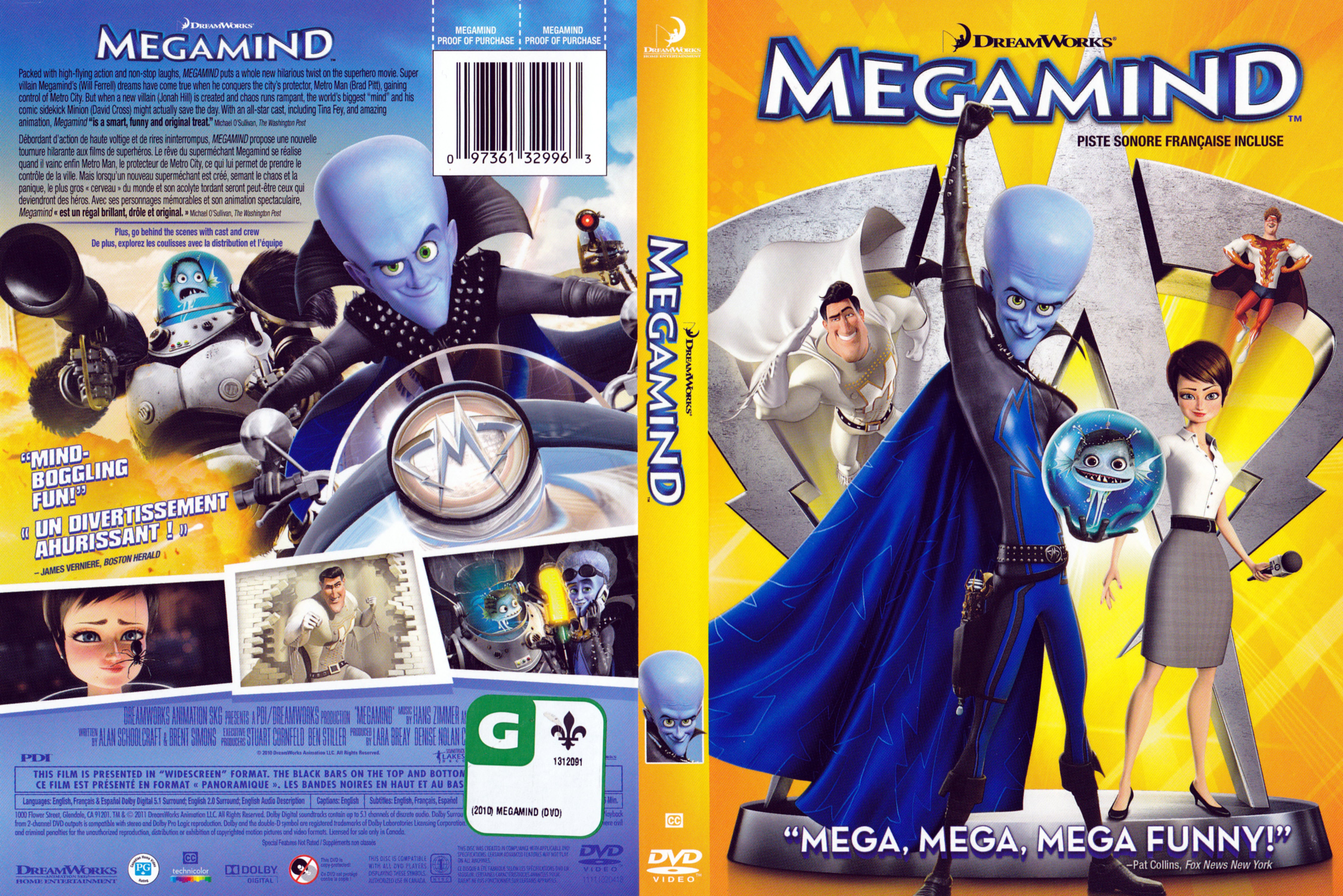Jaquette DVD Megamind (Canadienne)