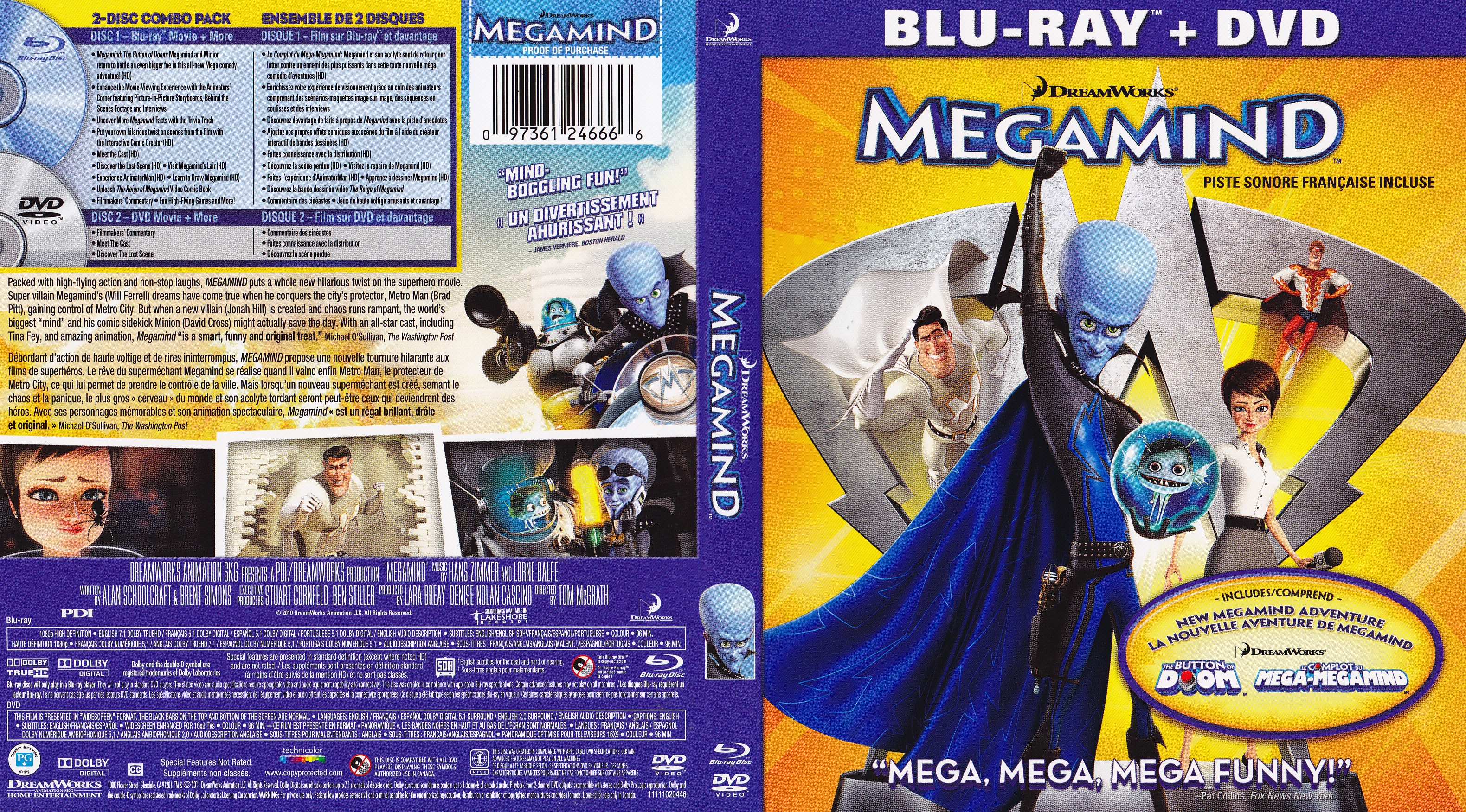 Jaquette DVD Megamind (Canadienne) (BLU-RAY)