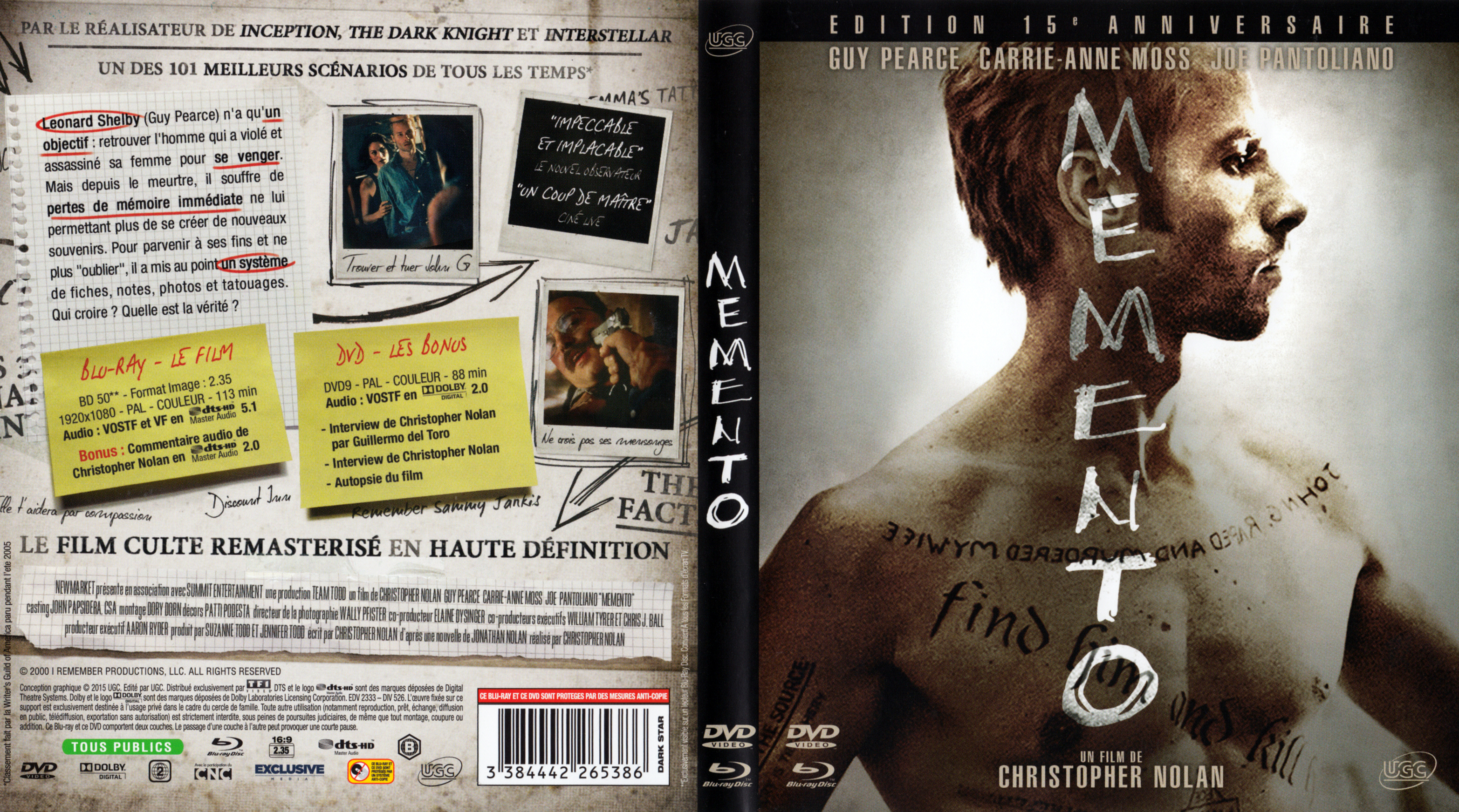 Jaquette DVD Memento (BLU-RAY)