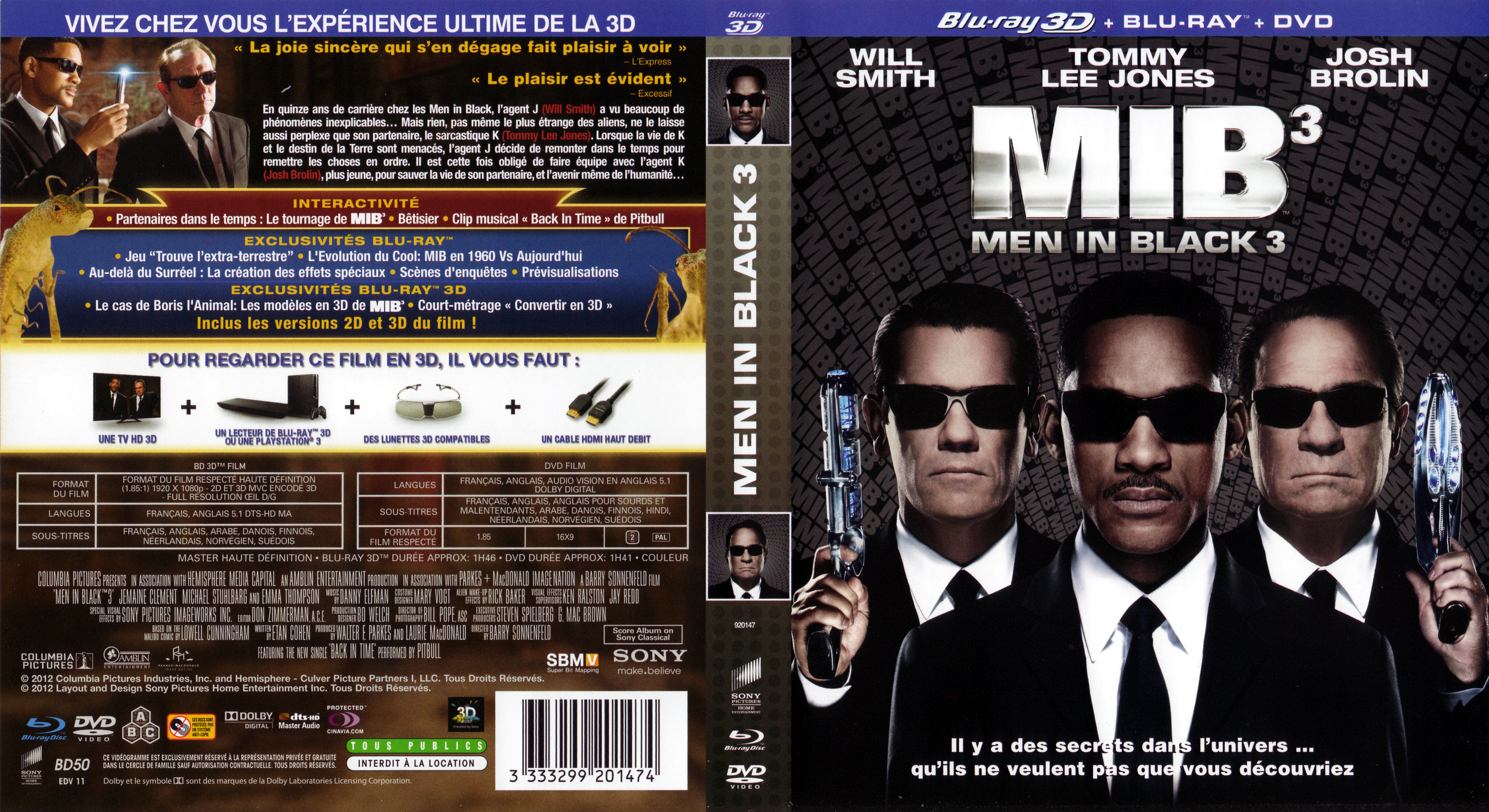 Jaquette DVD Men In Black 3 3D (BLU-RAY)