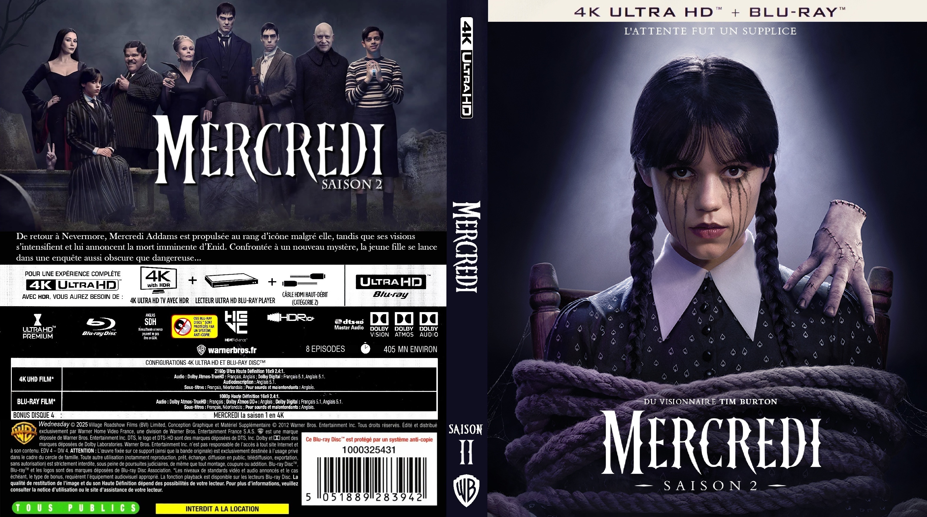 Jaquette DVD Mercredi saison 2 4K custom (BLU-RAY)