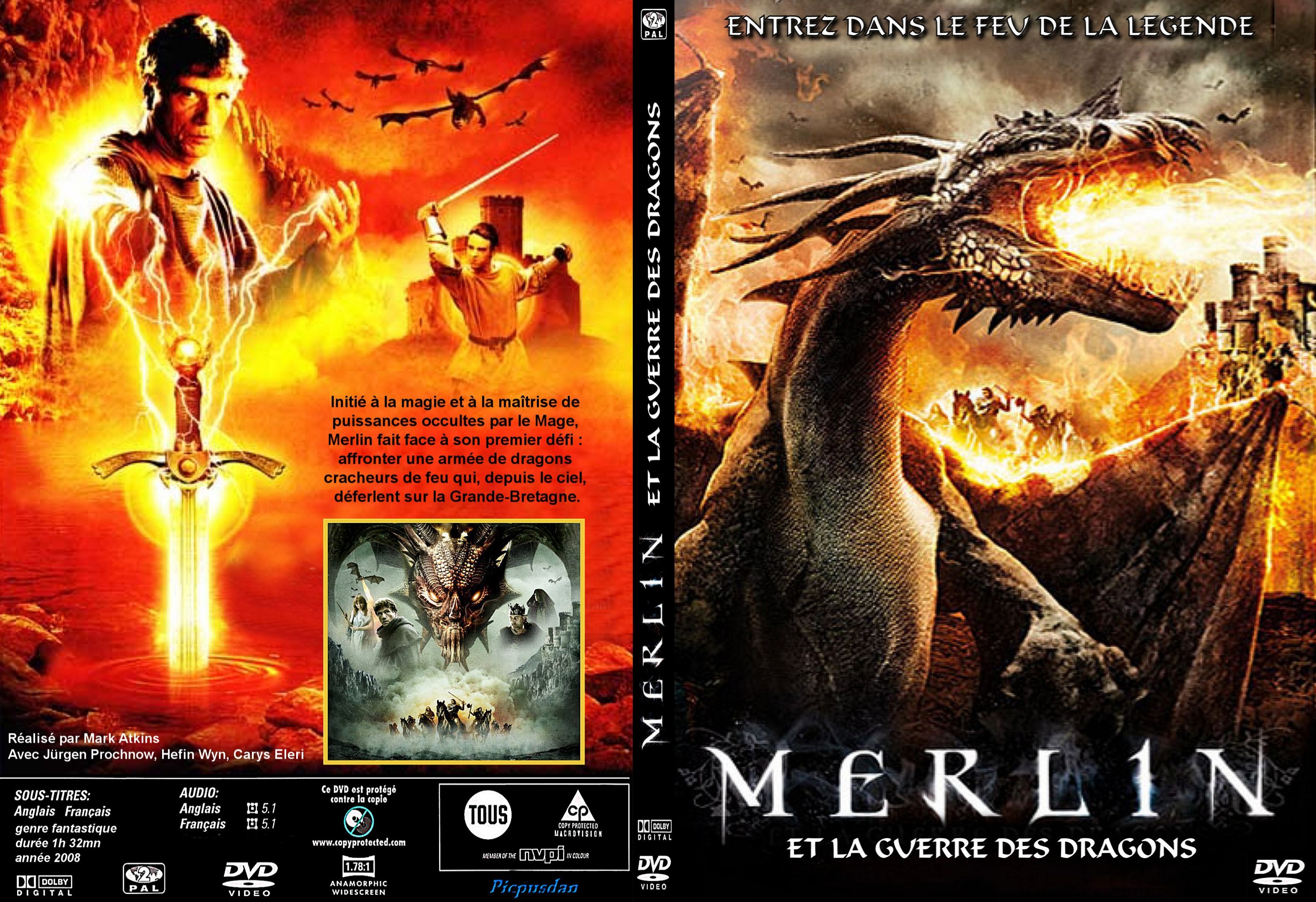Jaquette DVD Merlin et la guerre des dragons custom - SLIM
