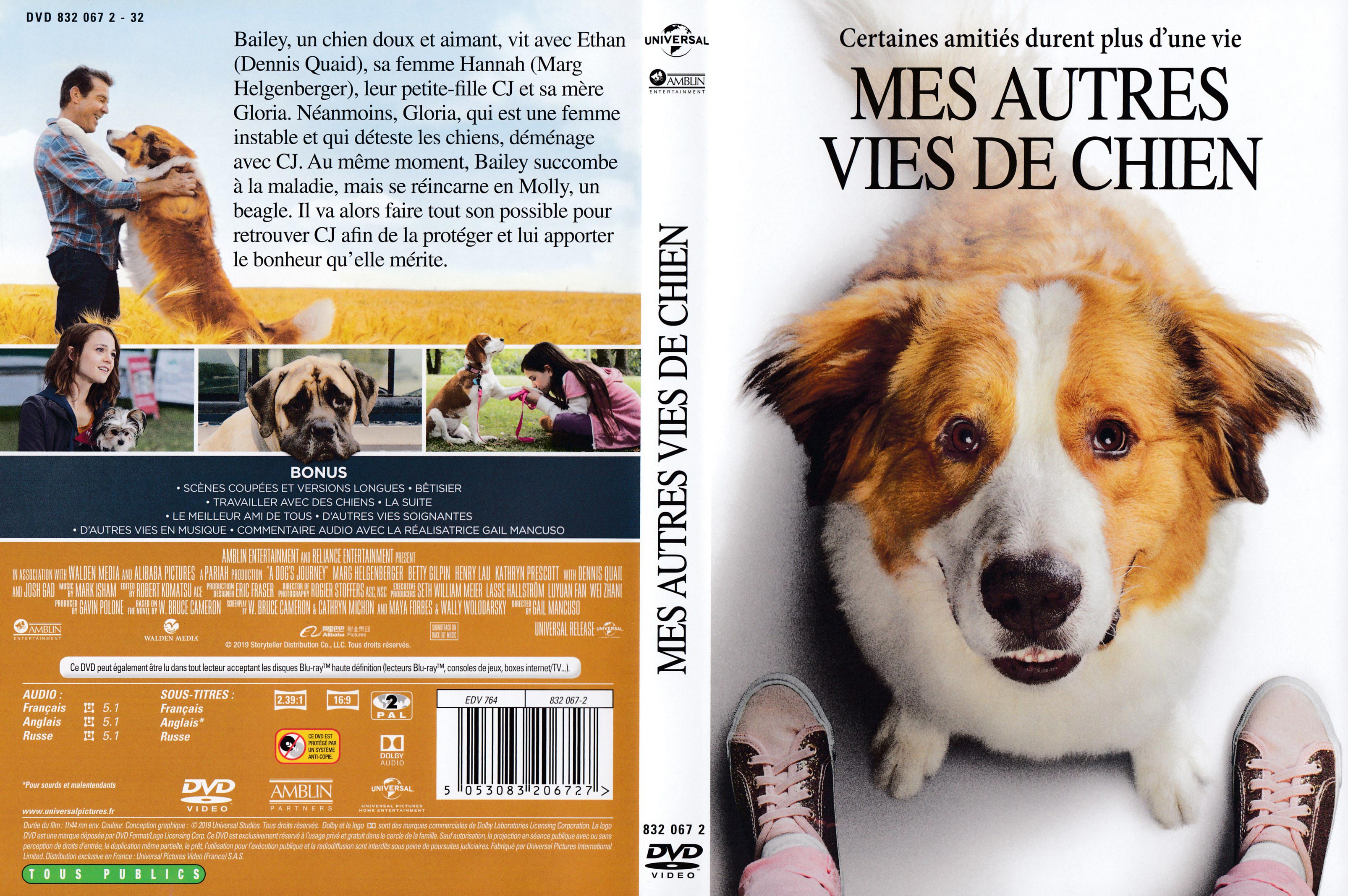 Jaquette DVD Mes autres vies de chien