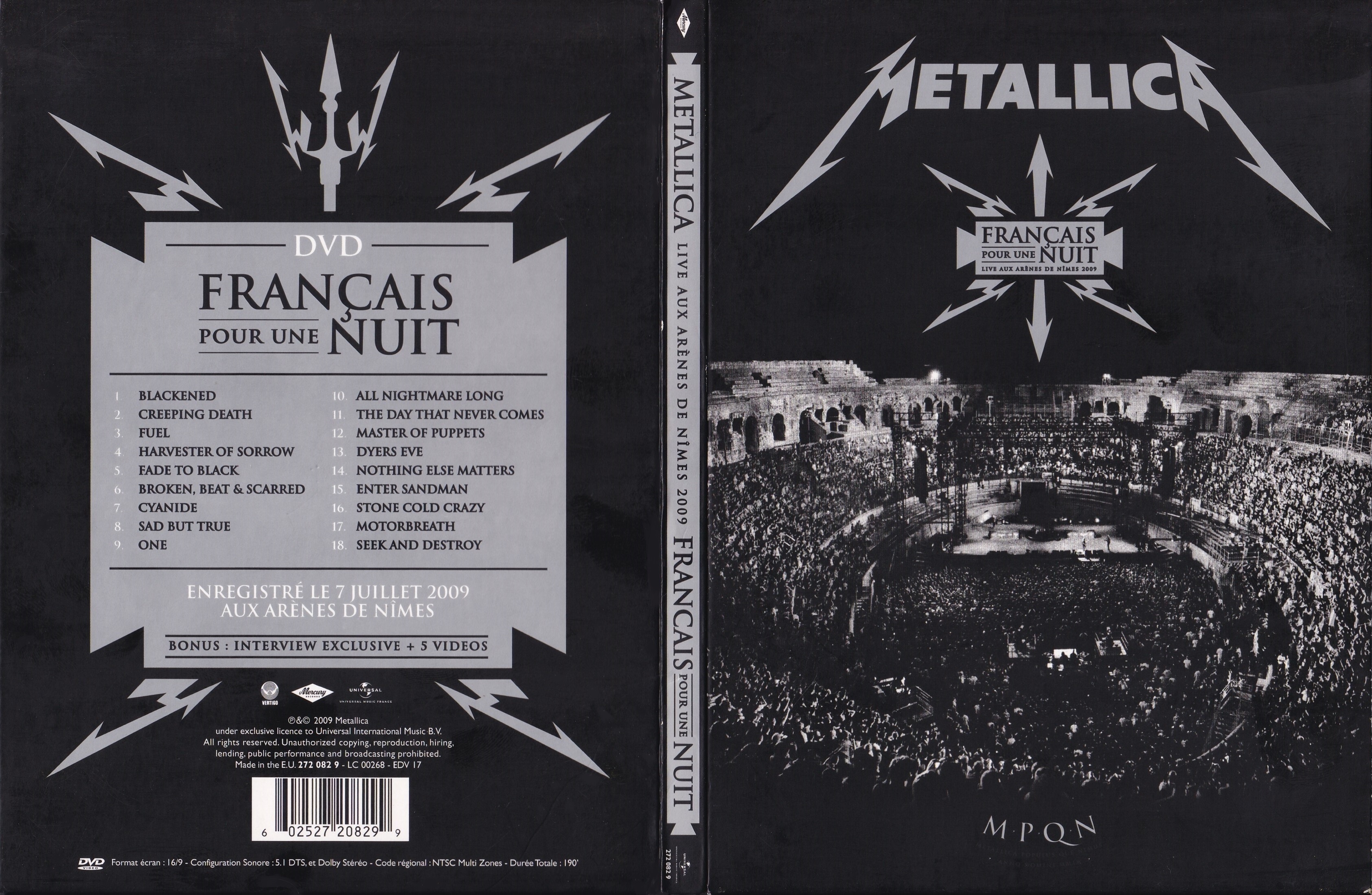 Jaquette DVD Metallica Francais pour une nuit