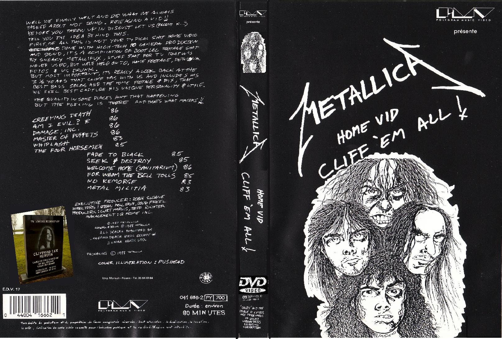 Jaquette DVD Metallica cliff em all !
