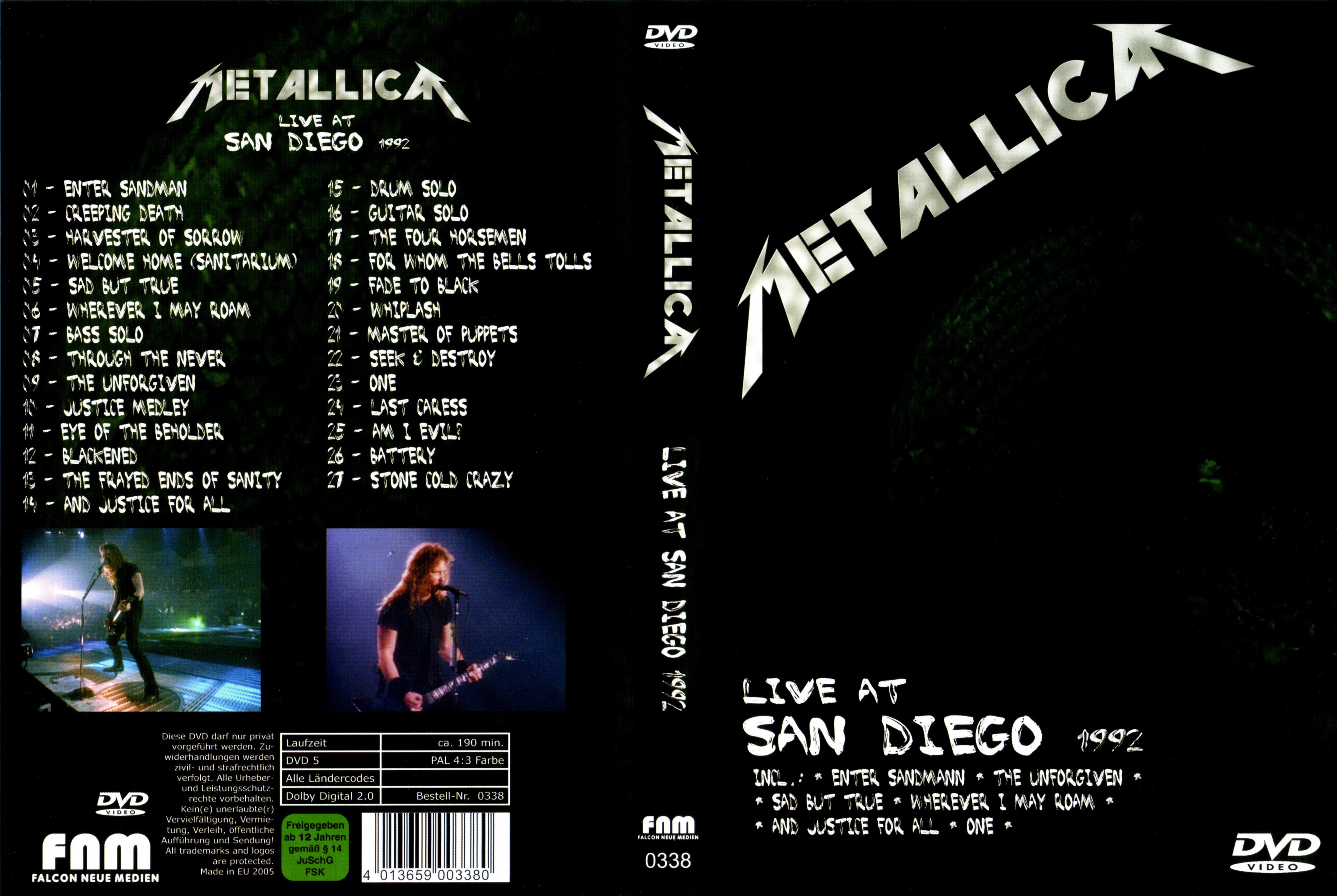 Jaquette DVD Metallica live at San Diego 1992