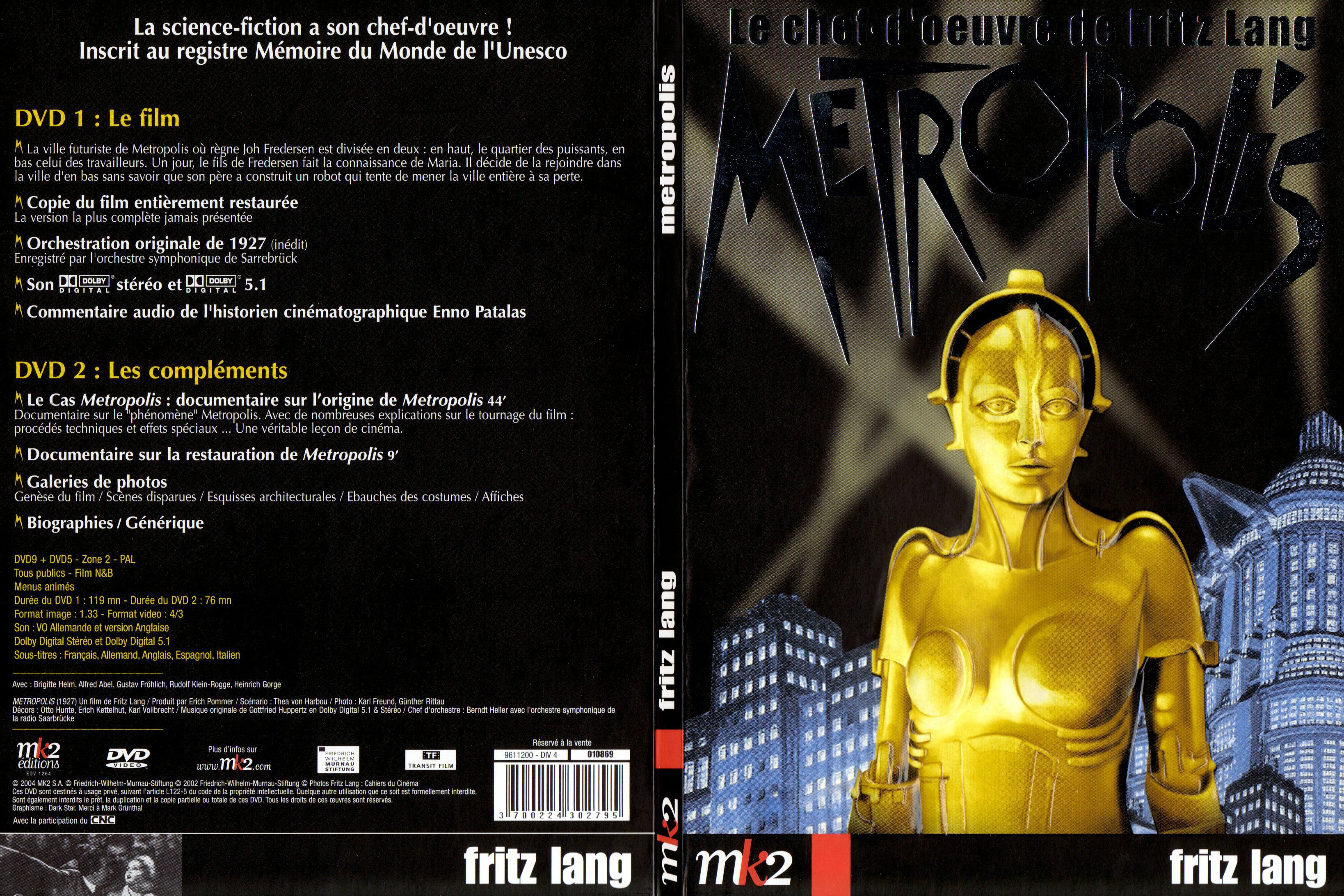 Jaquette DVD Metropolis (1927) - SLIM