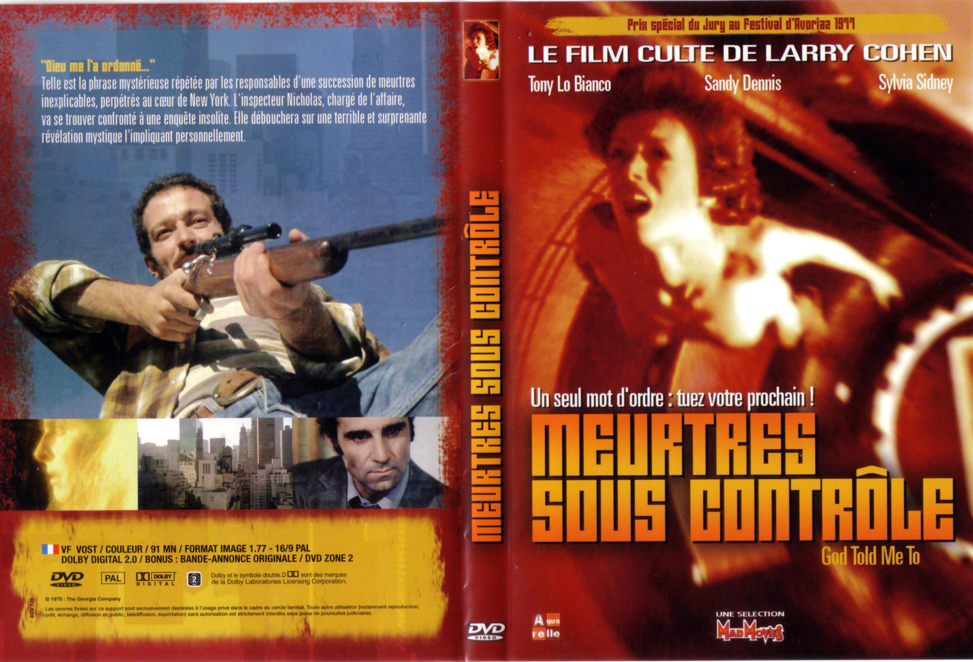 Jaquette DVD Meurtres sous controle