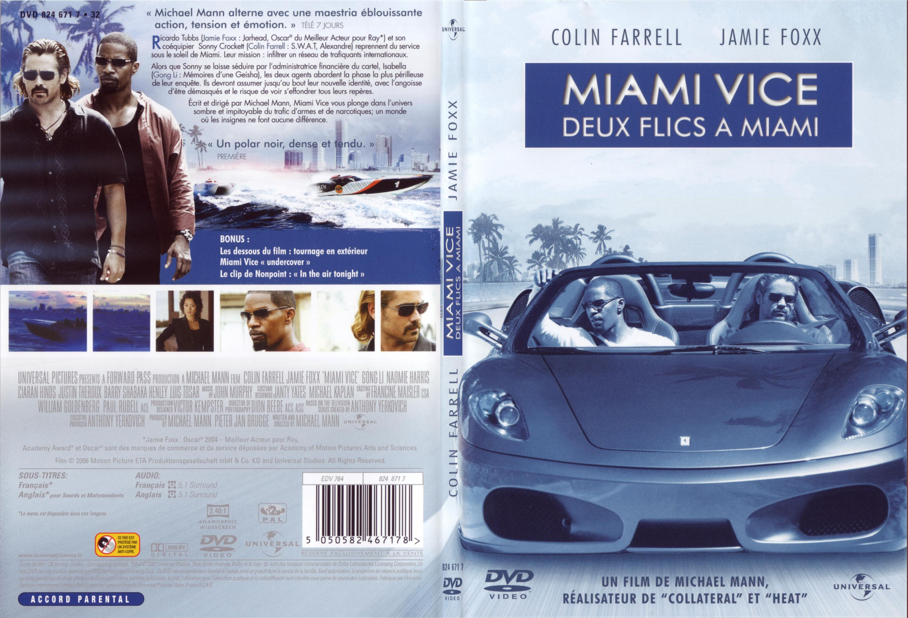Jaquette DVD Miami vice - Deux flics  Miami - SLIM