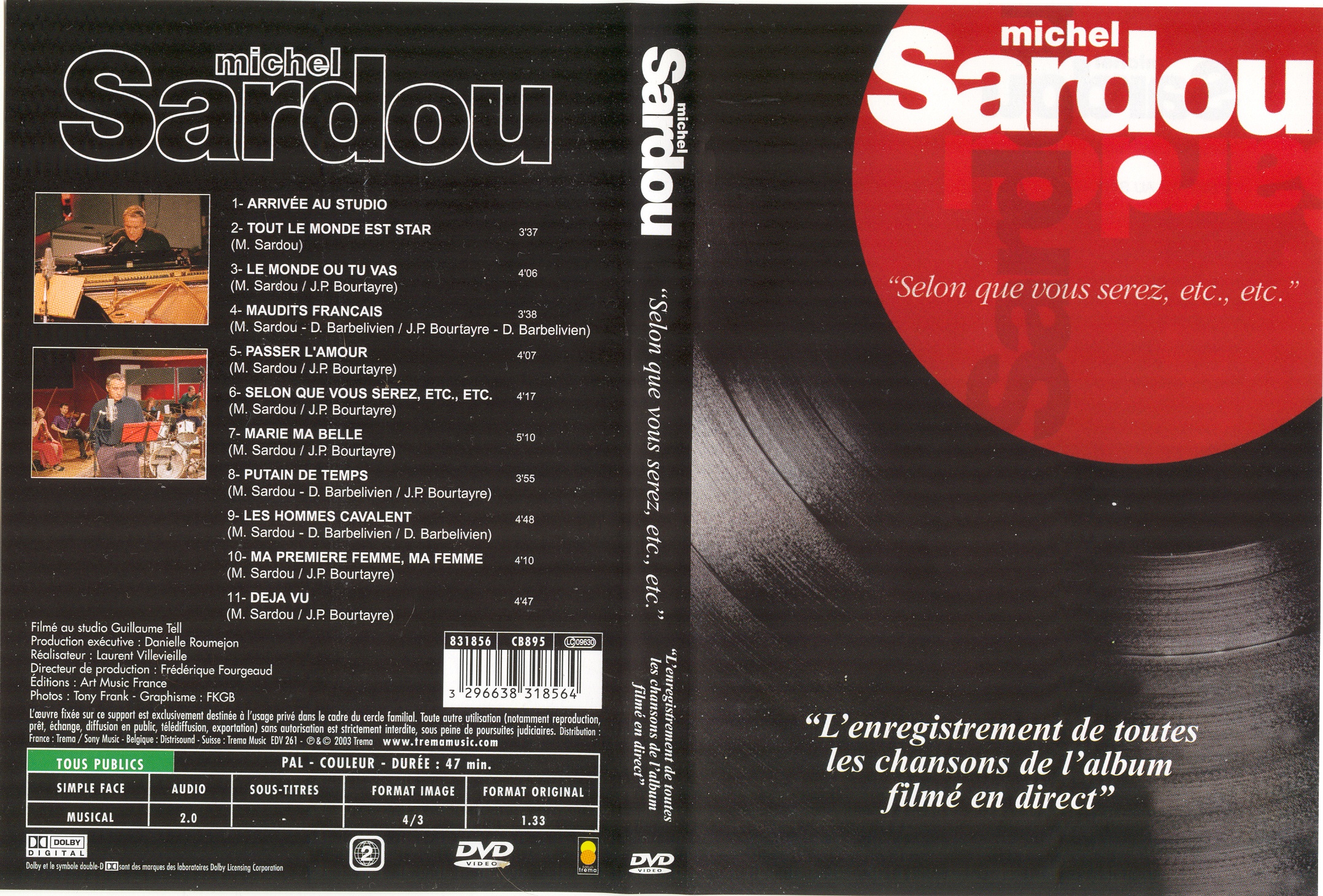 Jaquette DVD Michel Sardou selon ce que vous serez