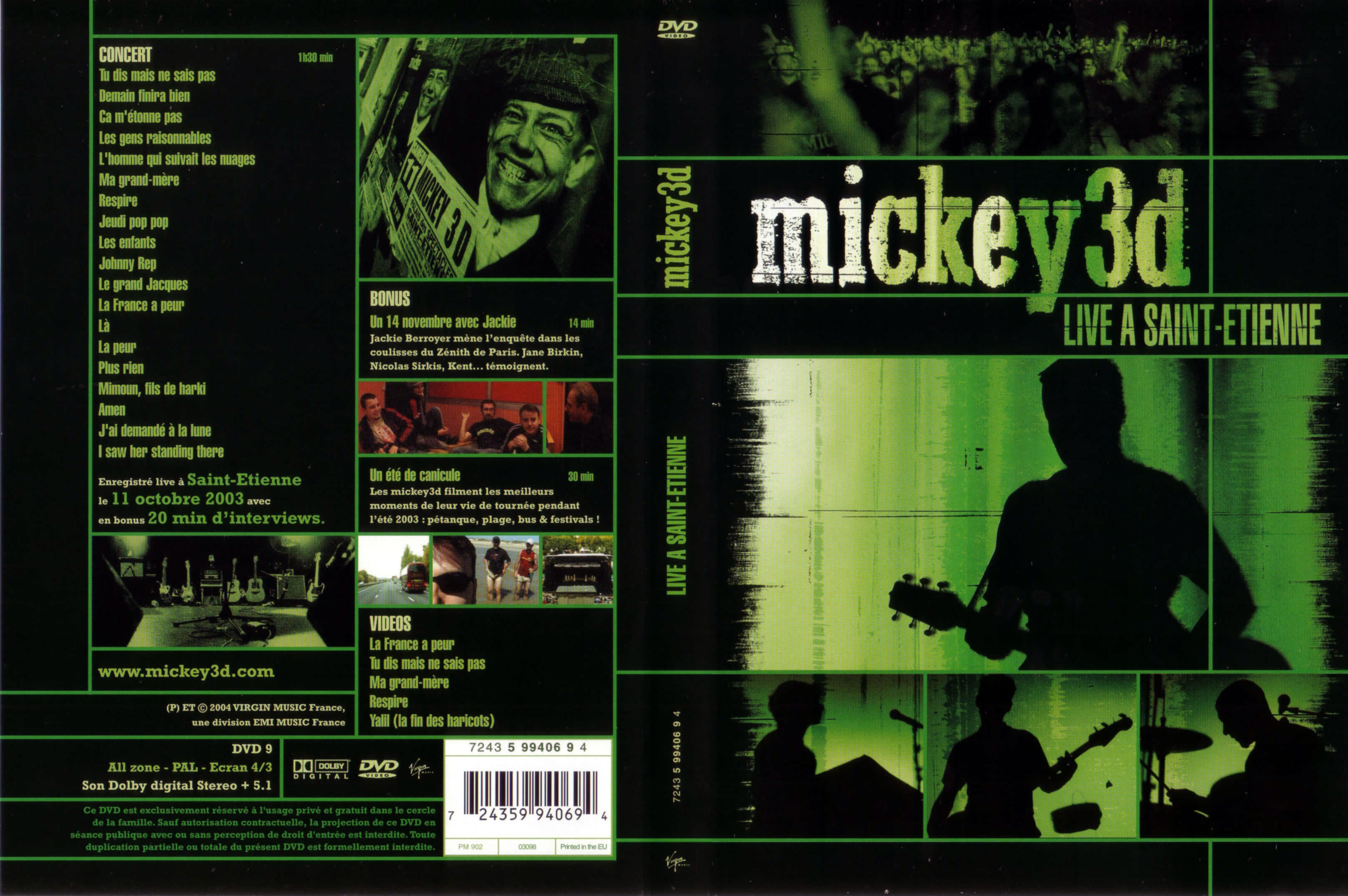 Jaquette DVD Mickey 3D live  Saint-Etienne