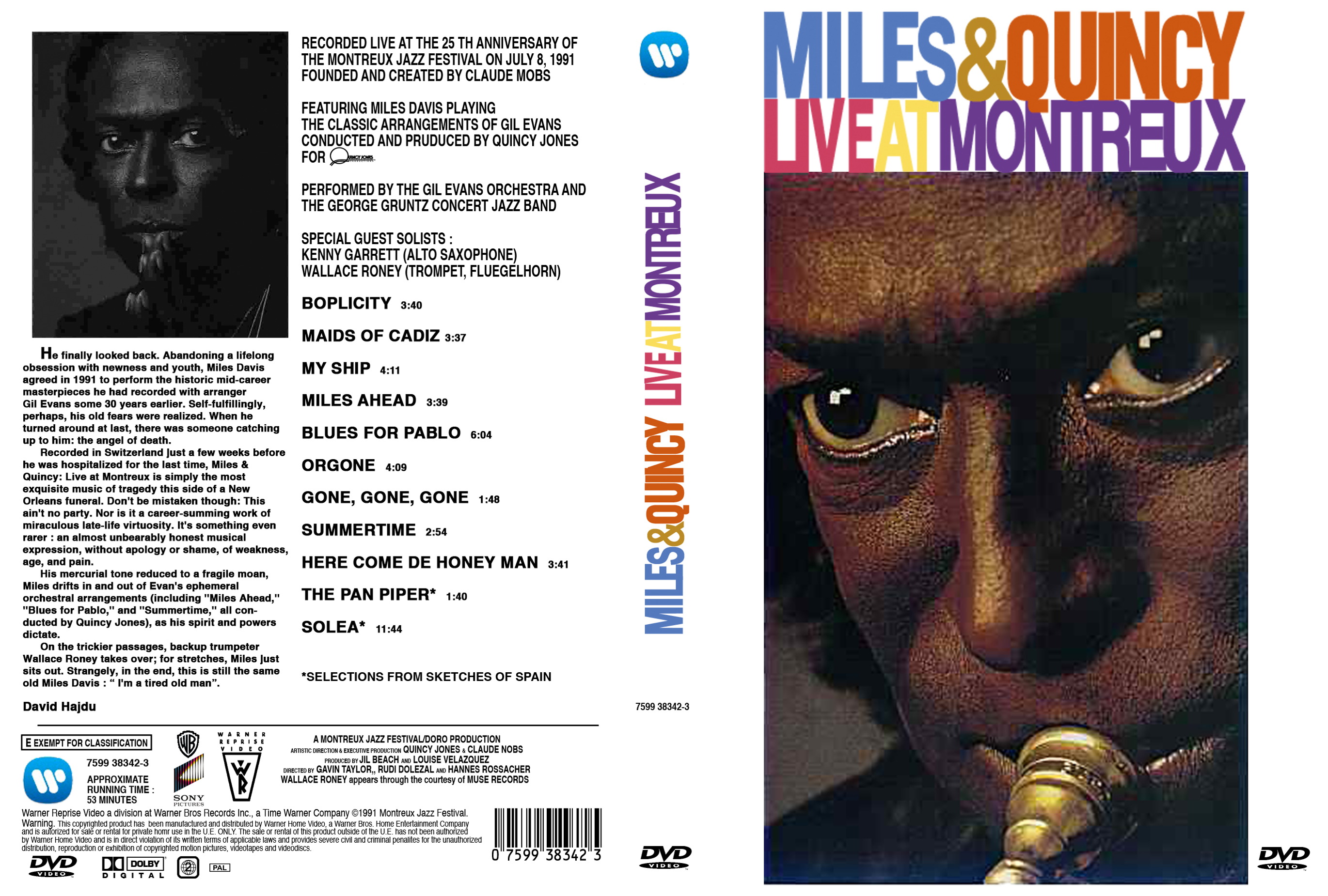 Jaquette DVD Miles & Quincy live at Montreux custom