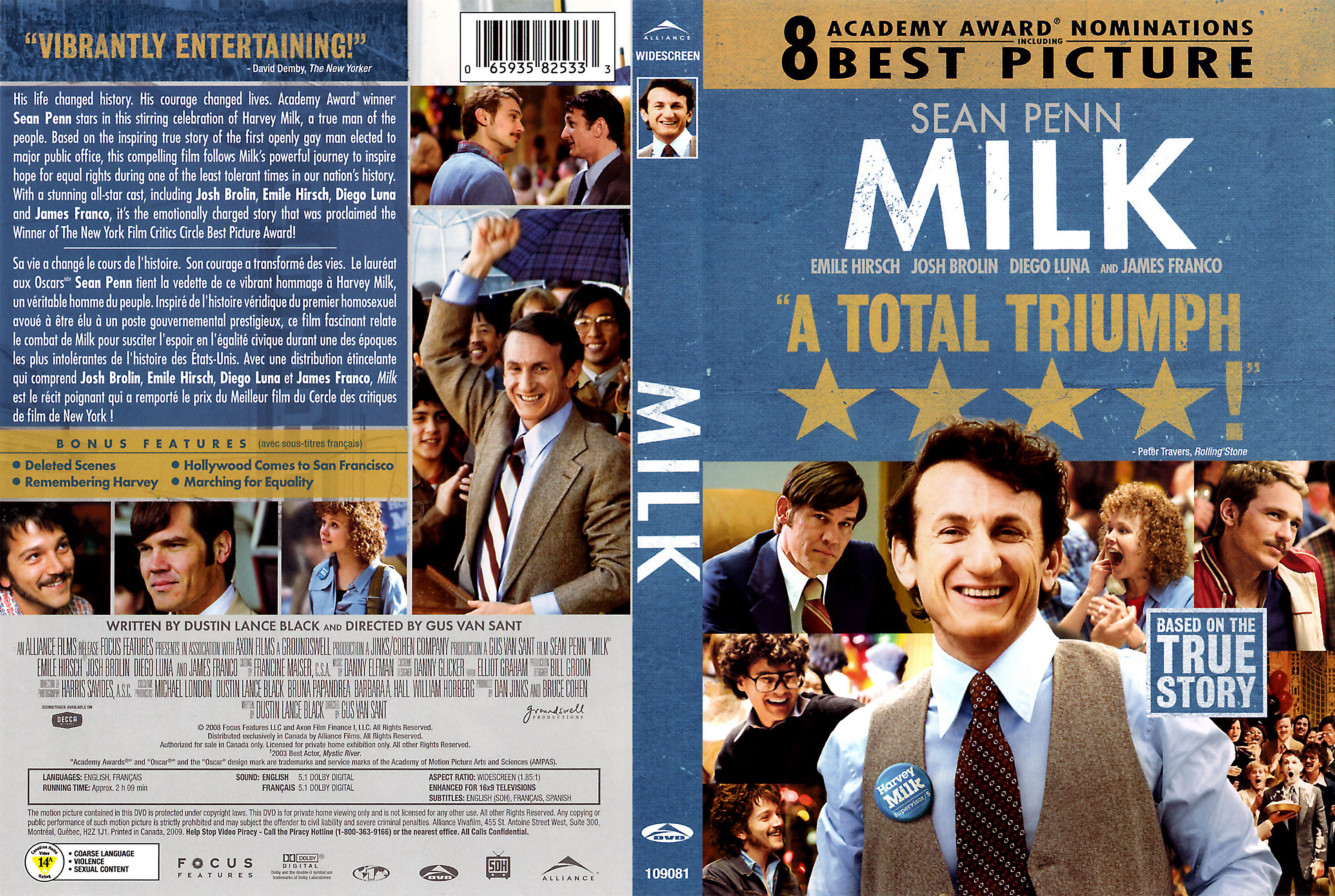 Jaquette DVD Milk (Canadienne)