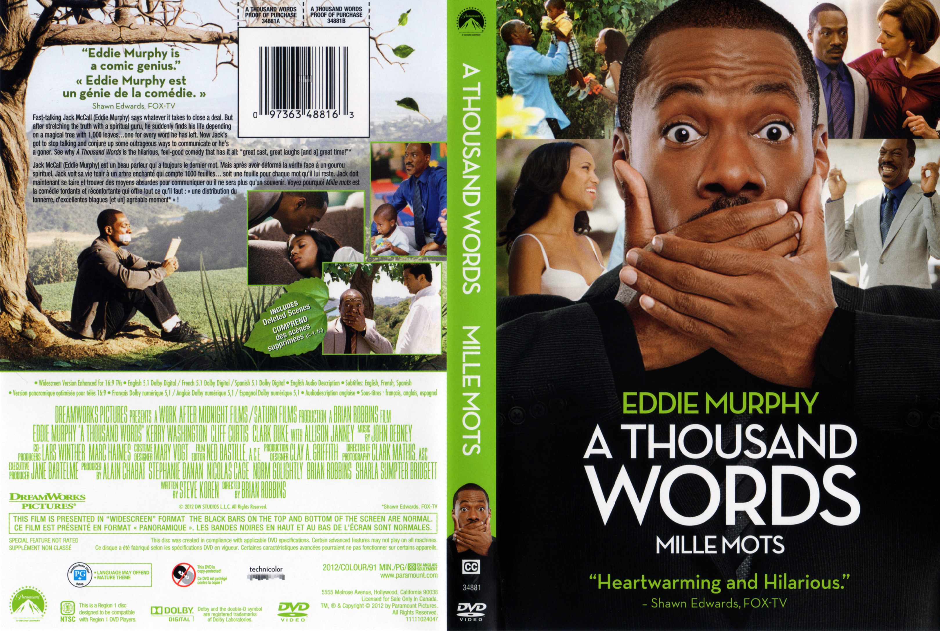 Jaquette DVD Mille mots - A thousand words (Canadienne)