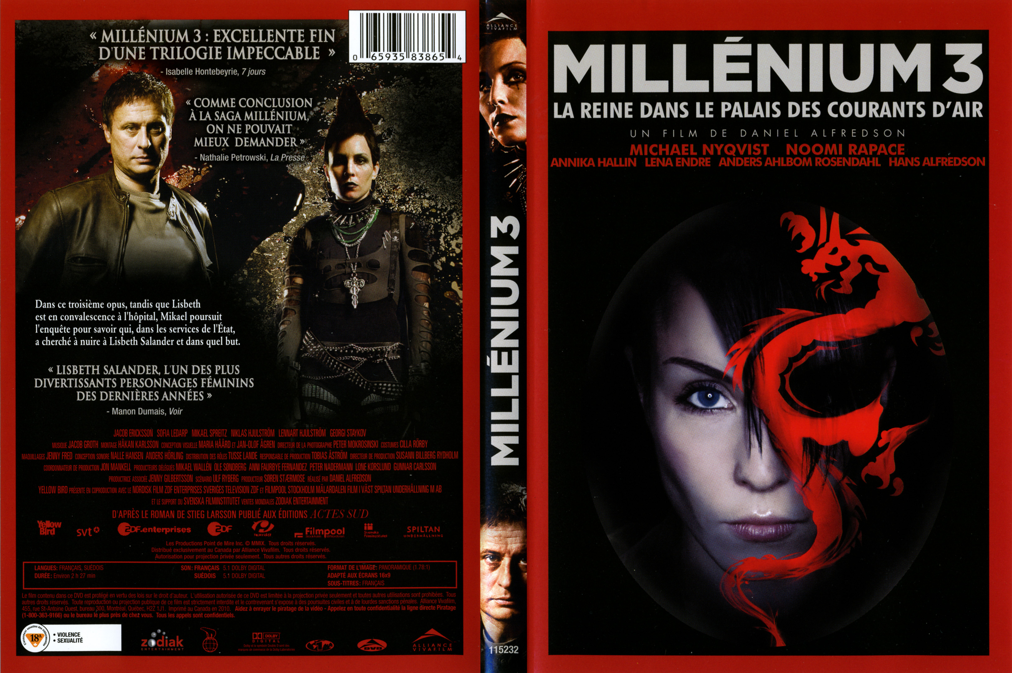 Jaquette DVD Millenium 3 La reine dans le palais des courants d