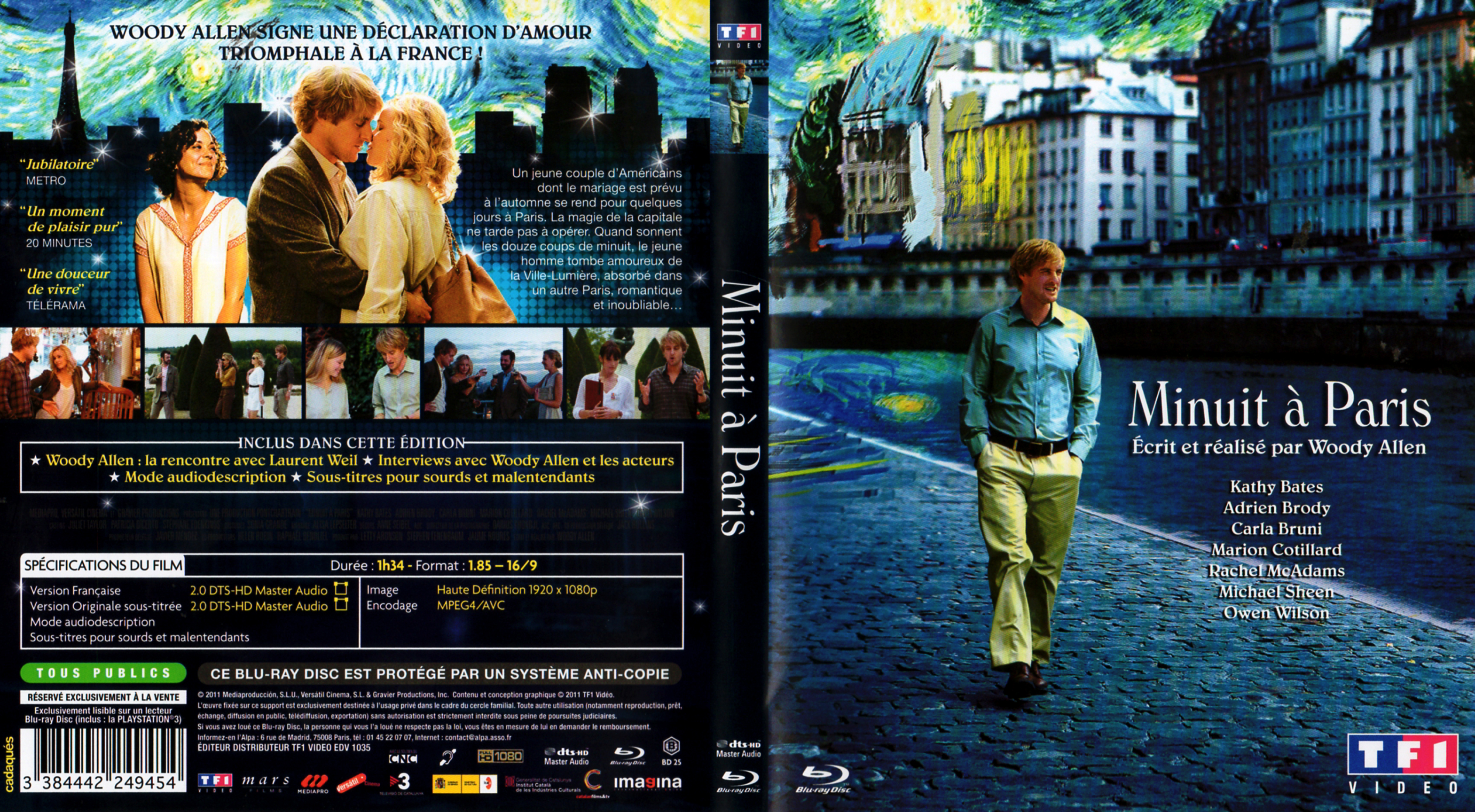 Jaquette DVD Minuit  Paris (BLU-RAY)