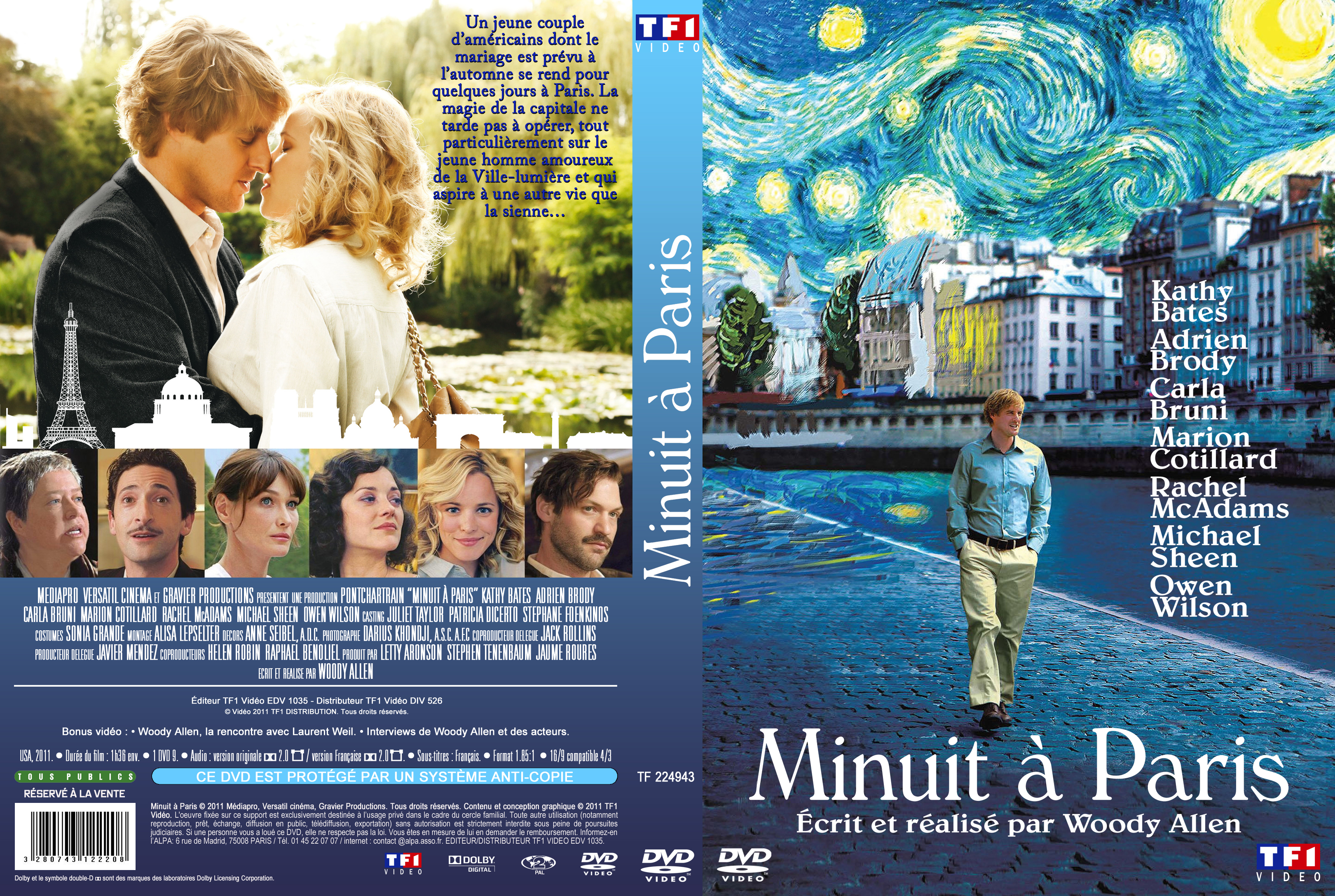 Jaquette DVD Minuit  Paris custom