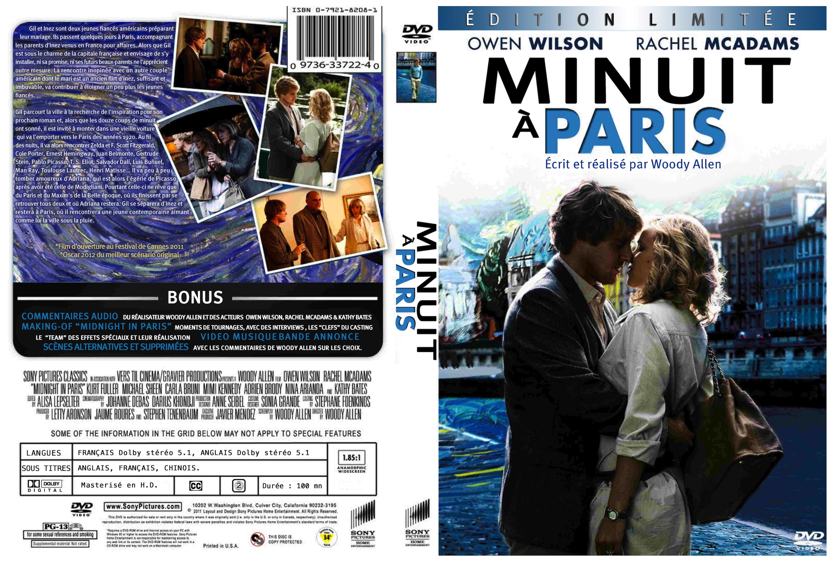 Jaquette DVD Minuit  Paris custom v2